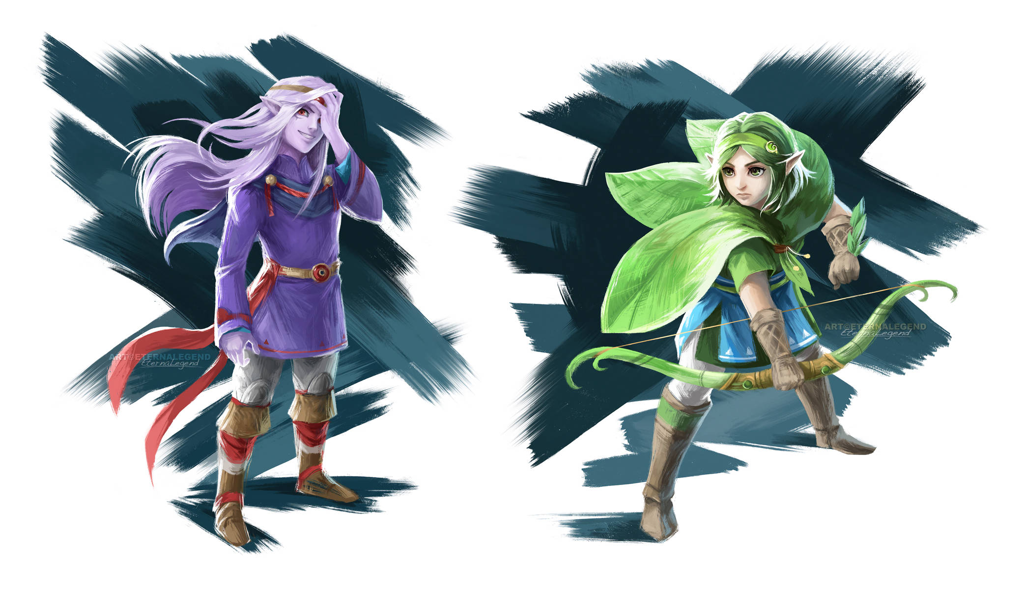 BOTW Vaati ja Saria digitaalinen taide Taustakuvat