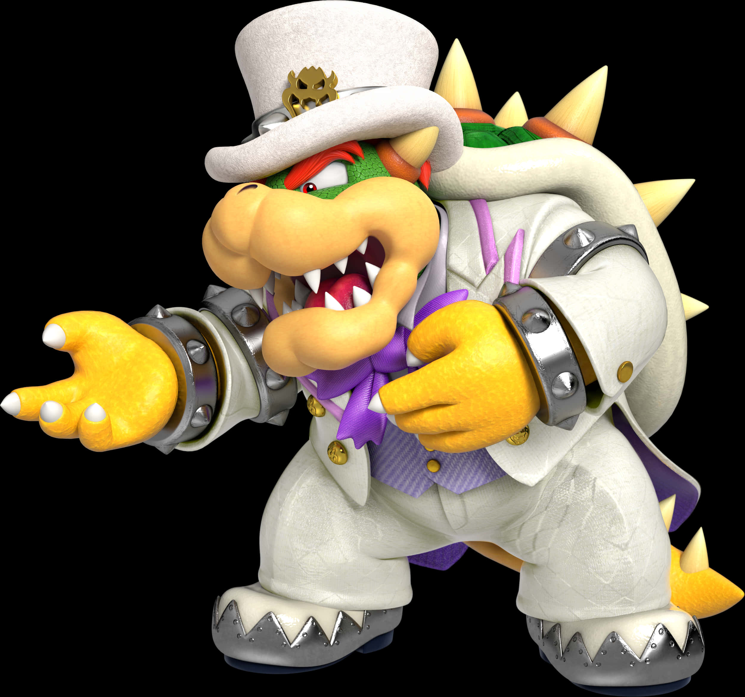 Bowserin valkoinen puku 3D-renderöinti Taustakuvat
