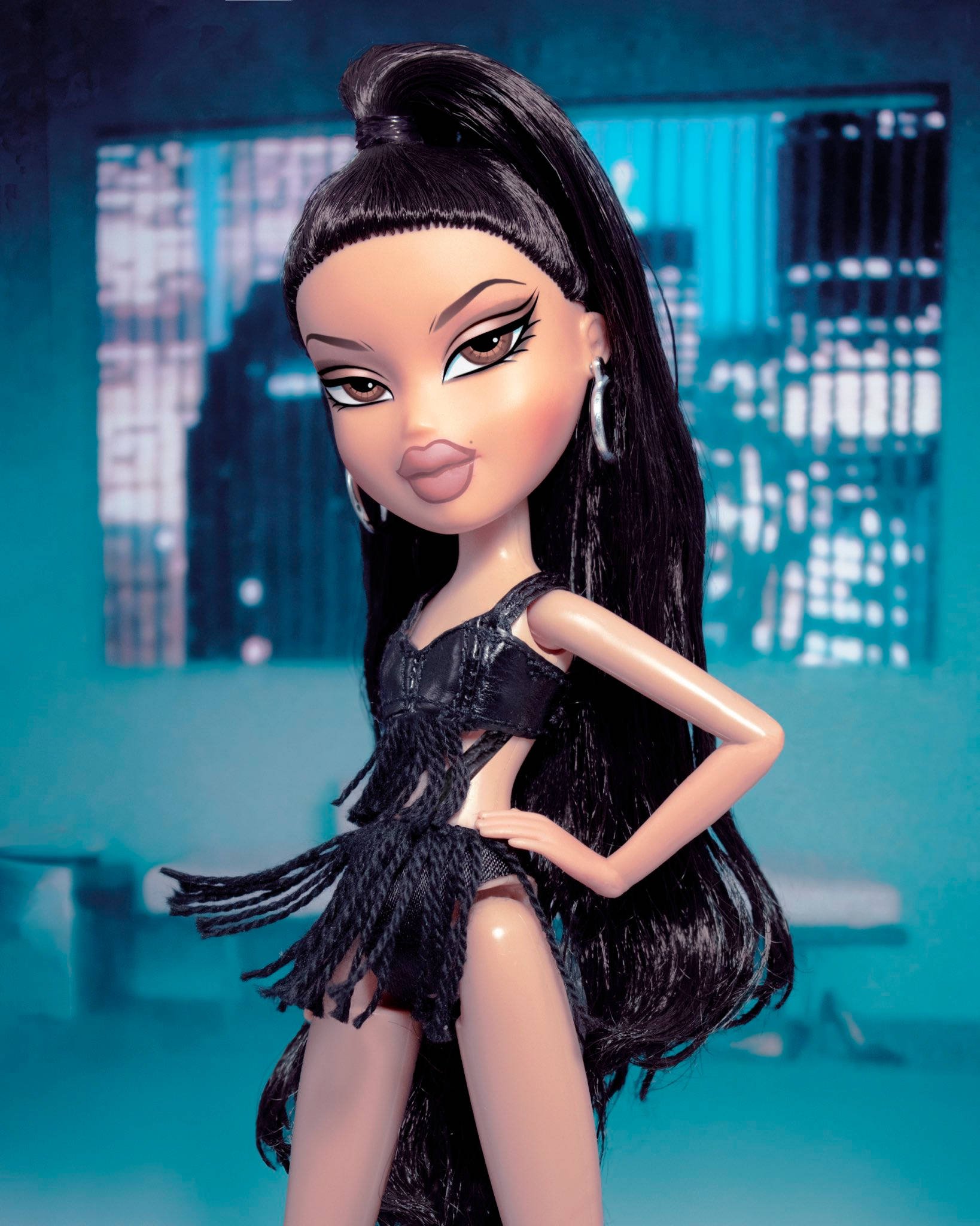 Bratz-esteettinen supermalli mustassa Taustakuvat