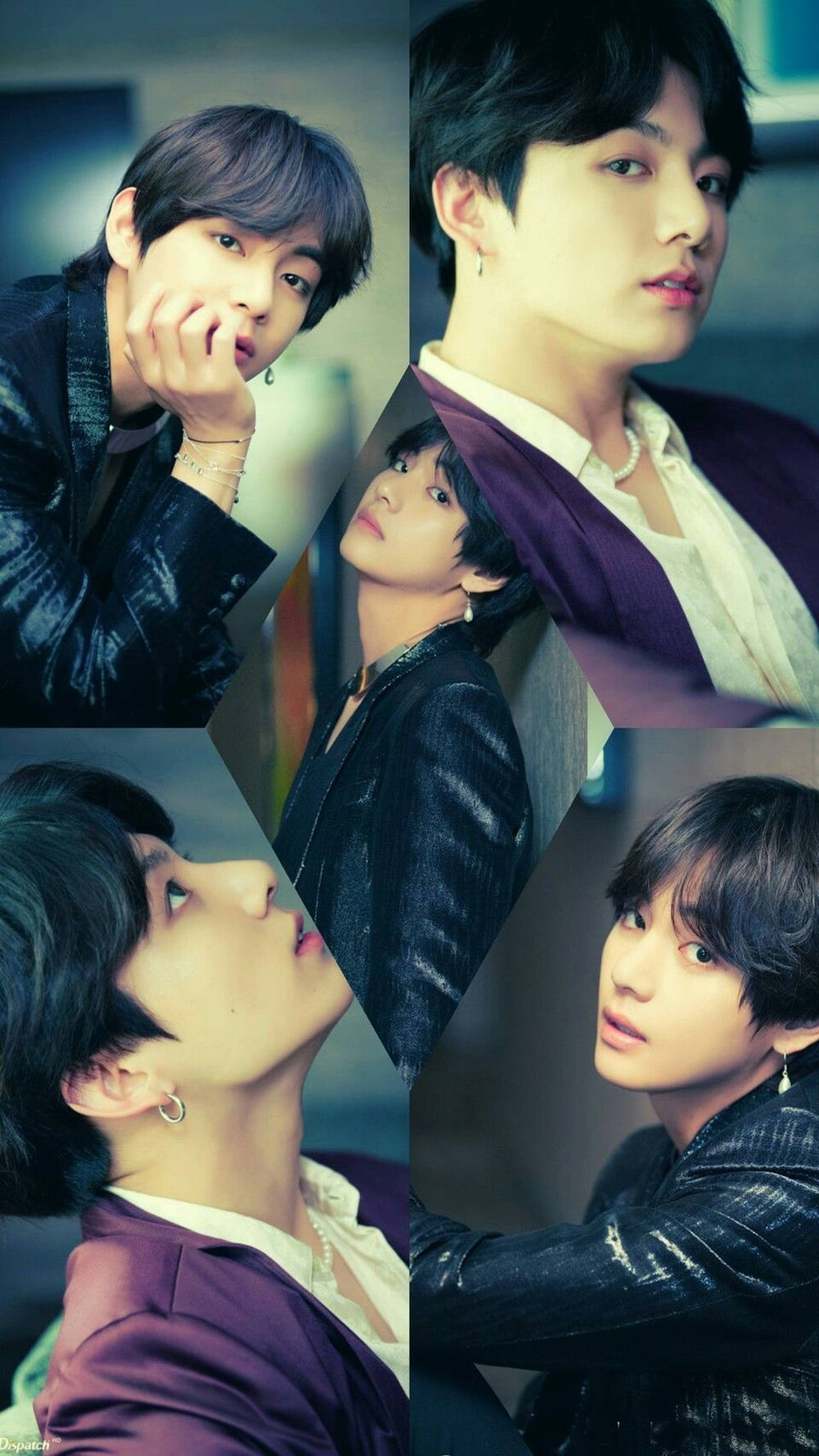 BTS JK ja V -kollaasitaide Taustakuvat