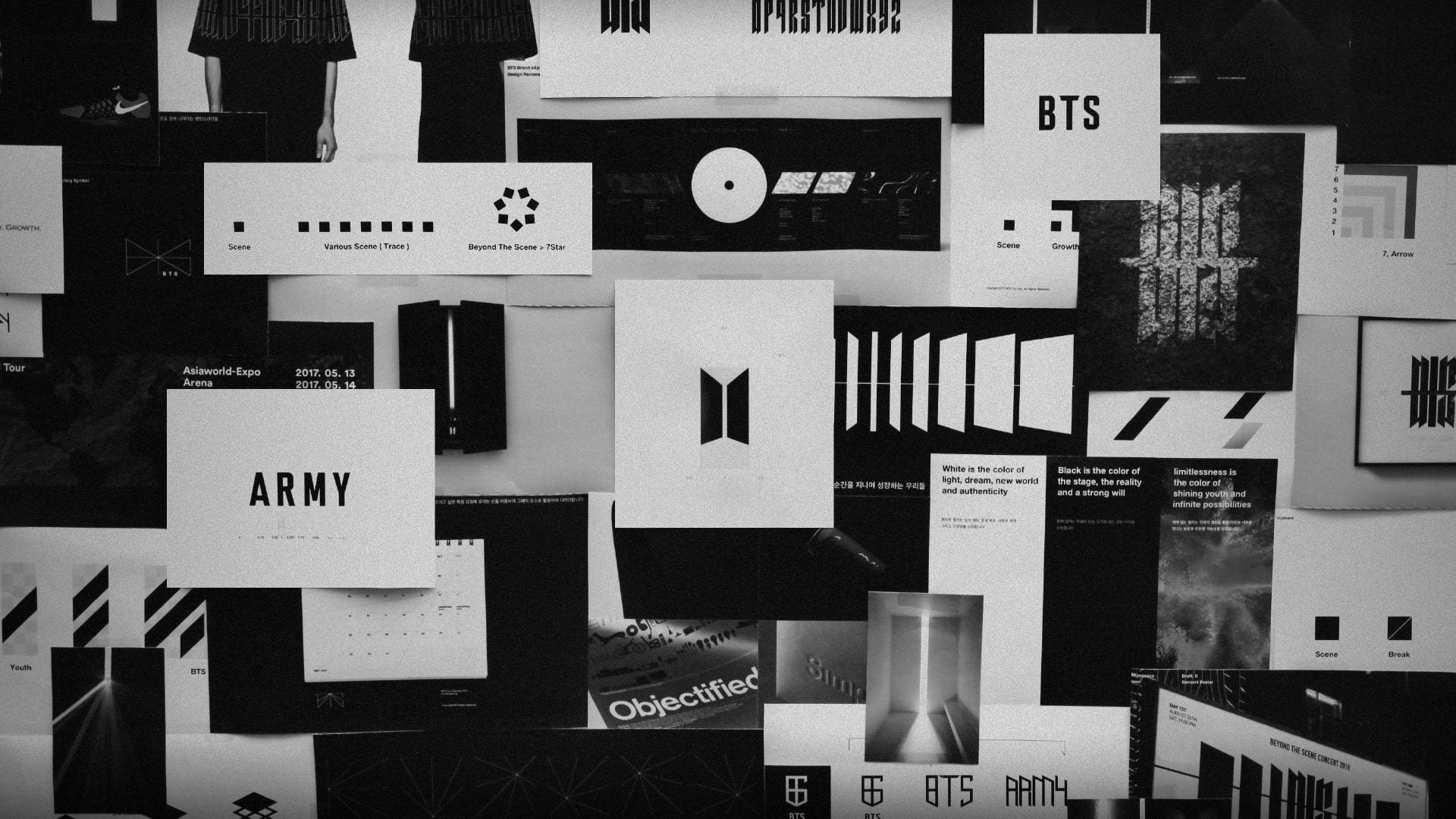 BTS musta esteettinen logokollaasi Taustakuvat