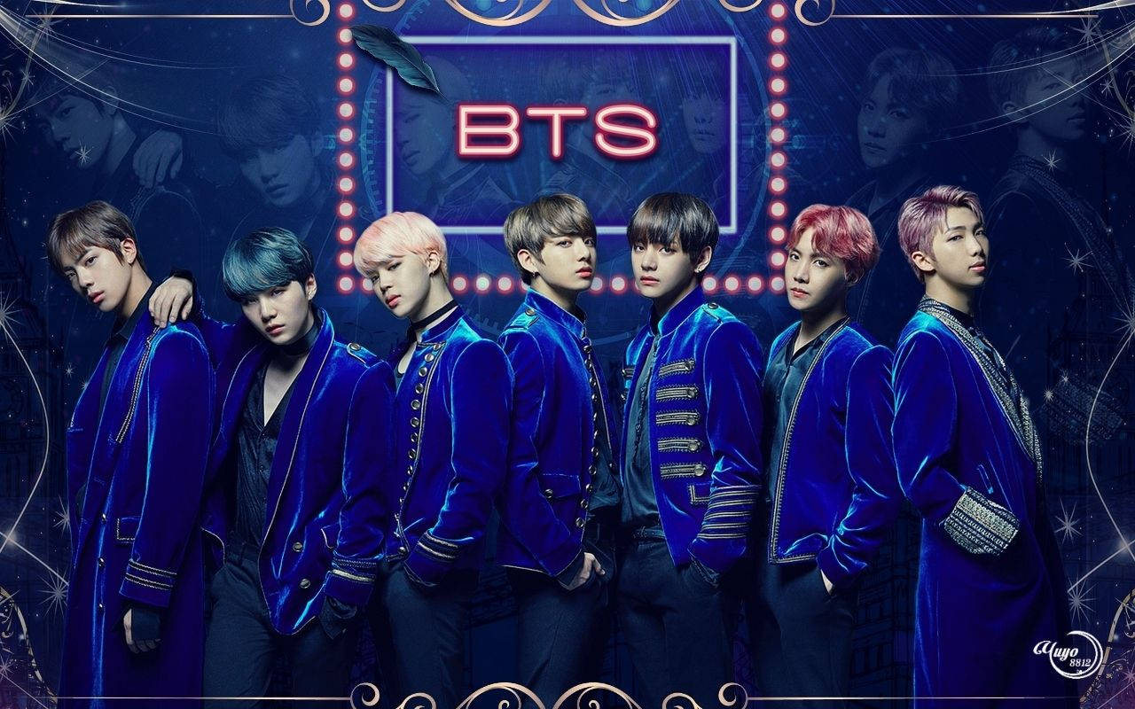 BTS-poikabändin jäsenet sinisissä takeissa, uusi musiikki.