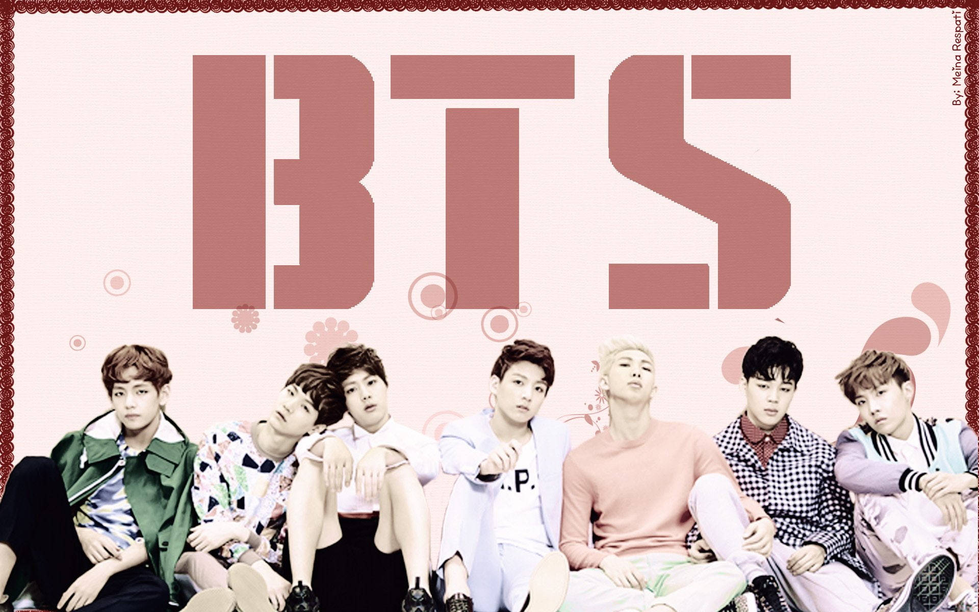 BTS-ryhmäkuva vaaleanpunaisella taustalla Taustakuvat