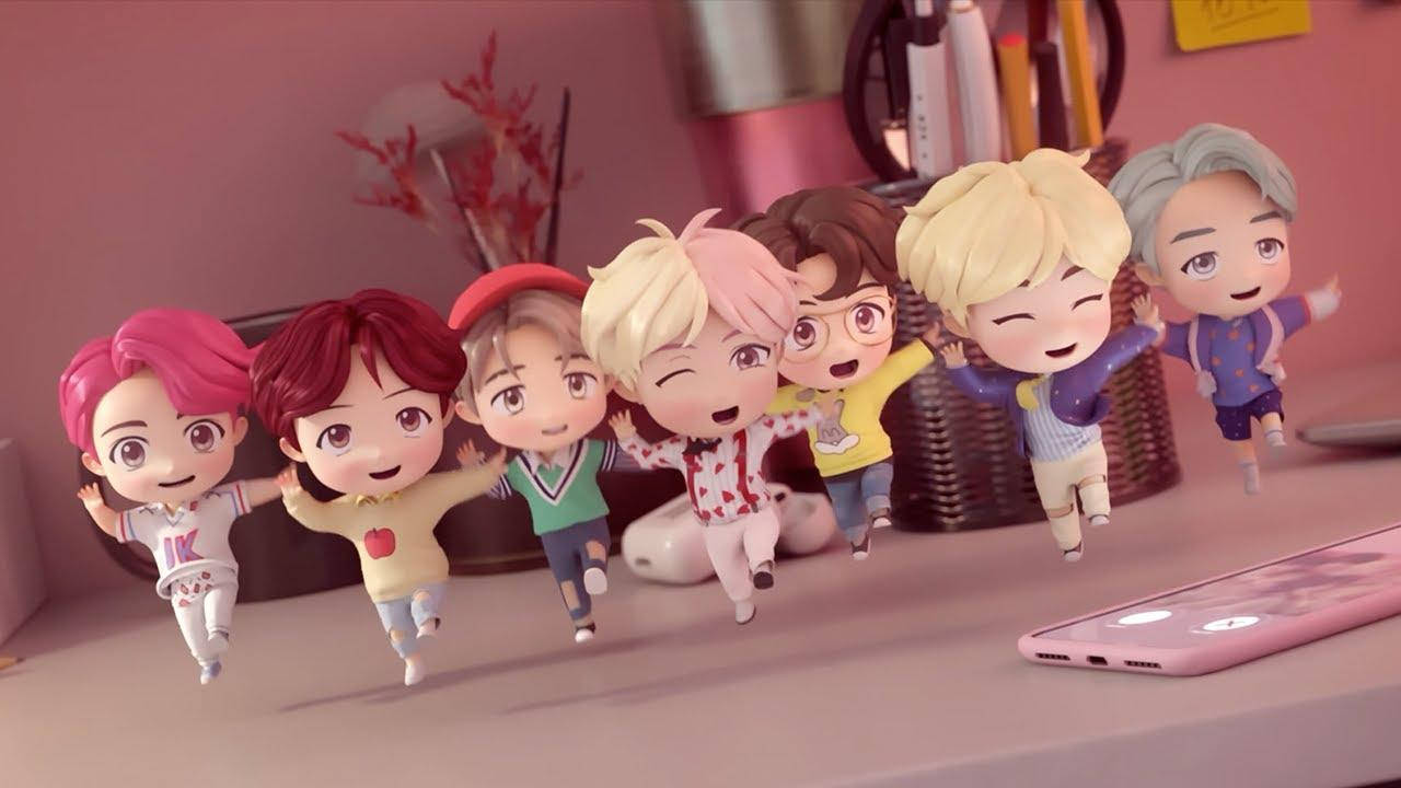 BTS TinyTAN-hahmot tanssimassa kannettavalla Taustakuvat