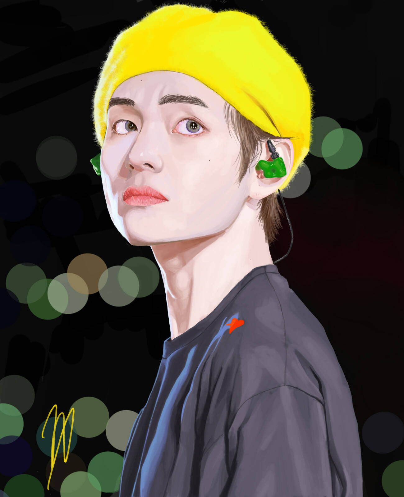 BTS V keltainen baretti taideteos Taustakuvat