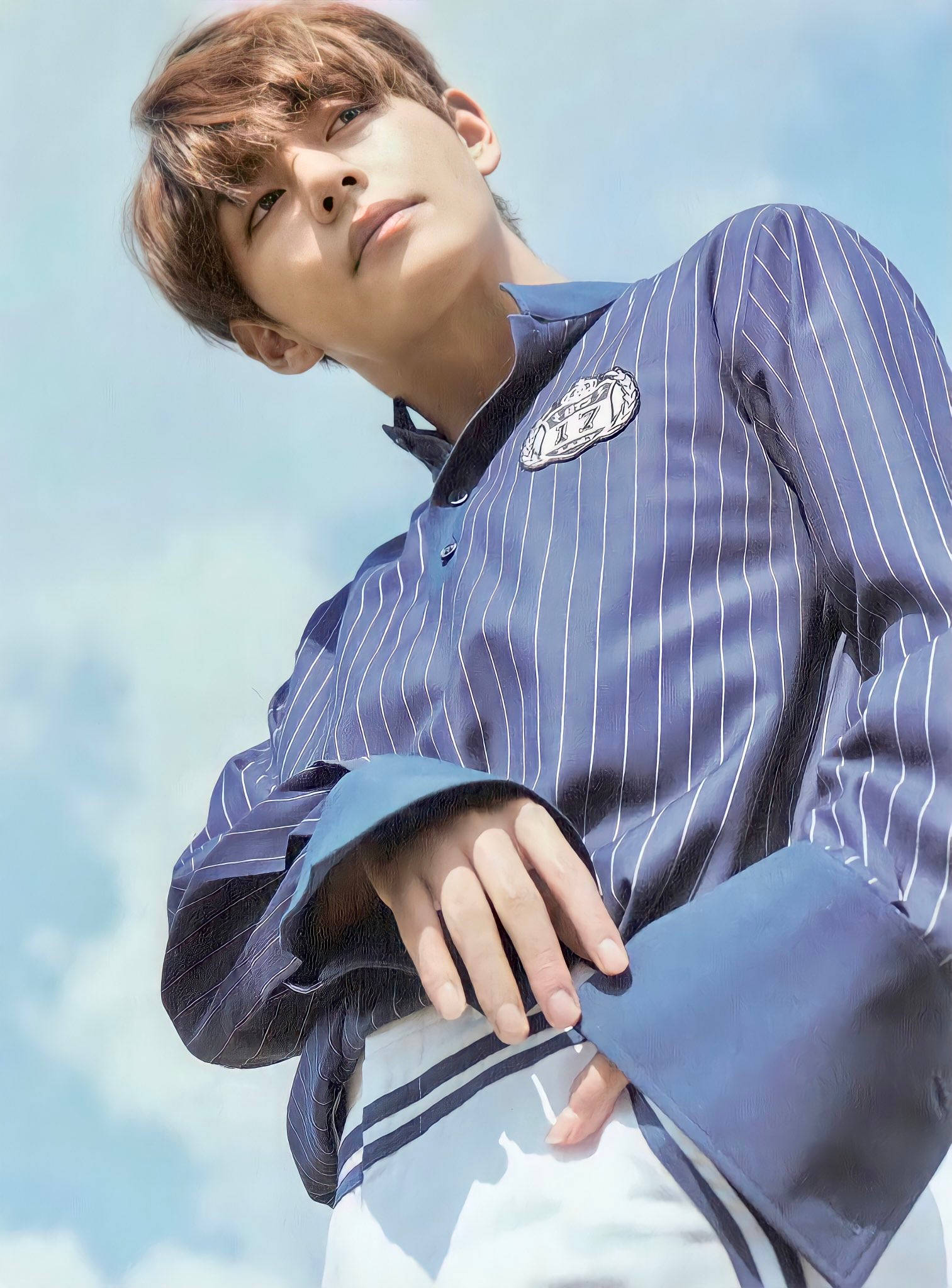 BTS V Raidallinen Sininen Paita Taustakuvat