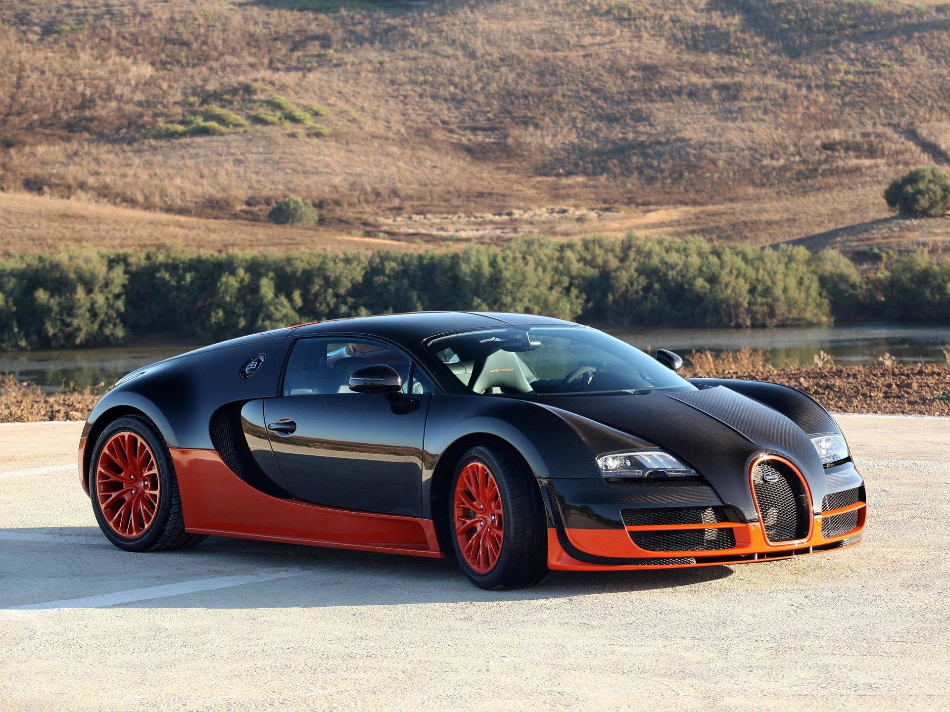 Bugatti Veyron pysäköitynä ulkona Taustakuvat