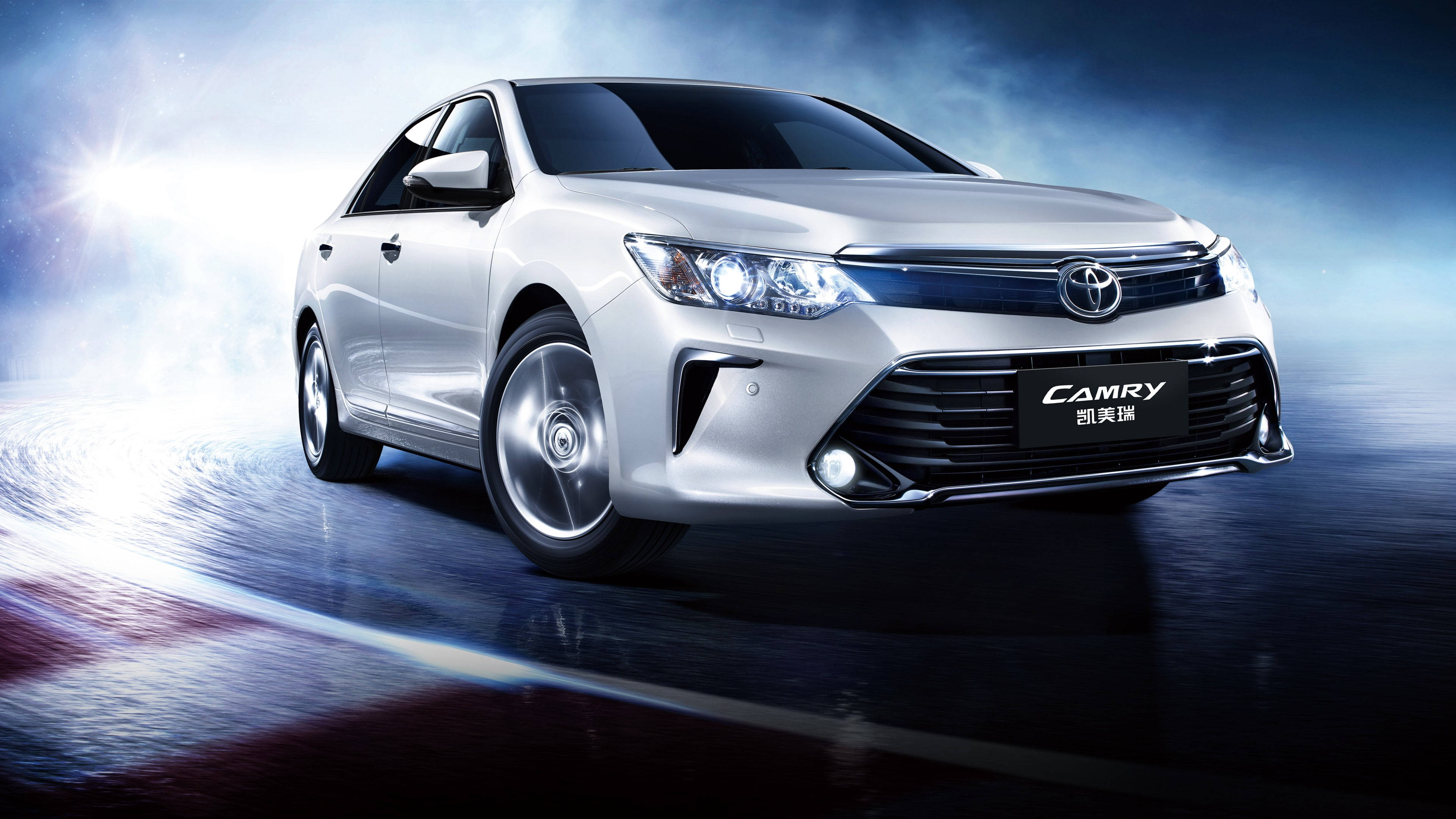 Camry Valkoinen Toyota 4K Savun Kanssa Taustakuvat