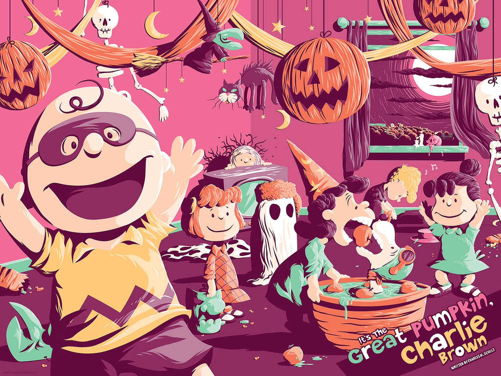 Charlie Brown vaaleanpunainen Halloween-juhla Taustakuvat