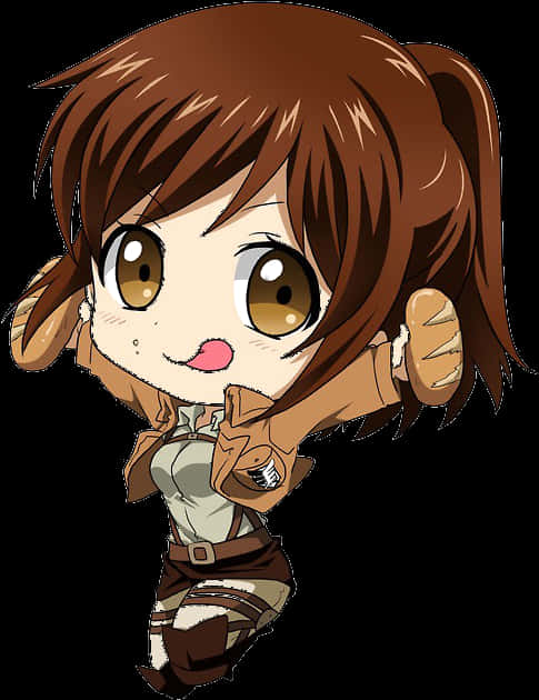 Chibi-animehahmo ruskeat hiukset Taustakuvat