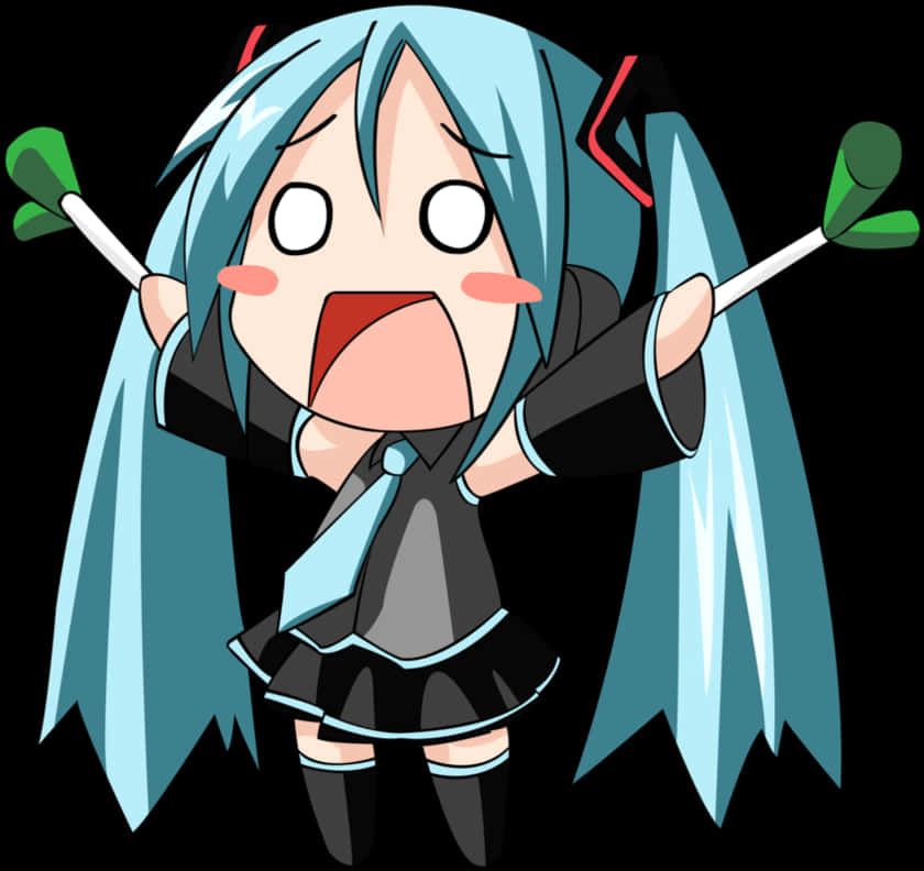 Chibi Hatsune Miku Kannustusvektori Taustakuvat