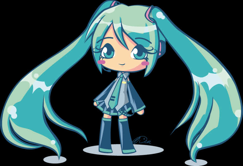 Chibi Hatsune Miku - Vektorigrafiikka Taustakuvat