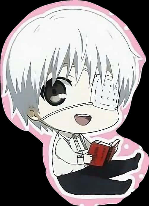 Chibi Kaneki lukee kirjaa -tarra Taustakuvat