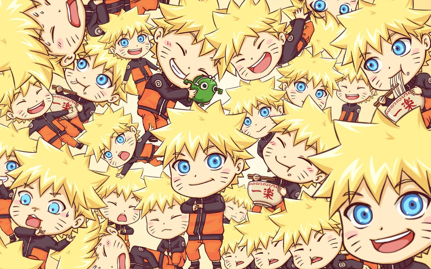 Naruto ja varjokloonit söpössä chibi-versiossa taustakuva.