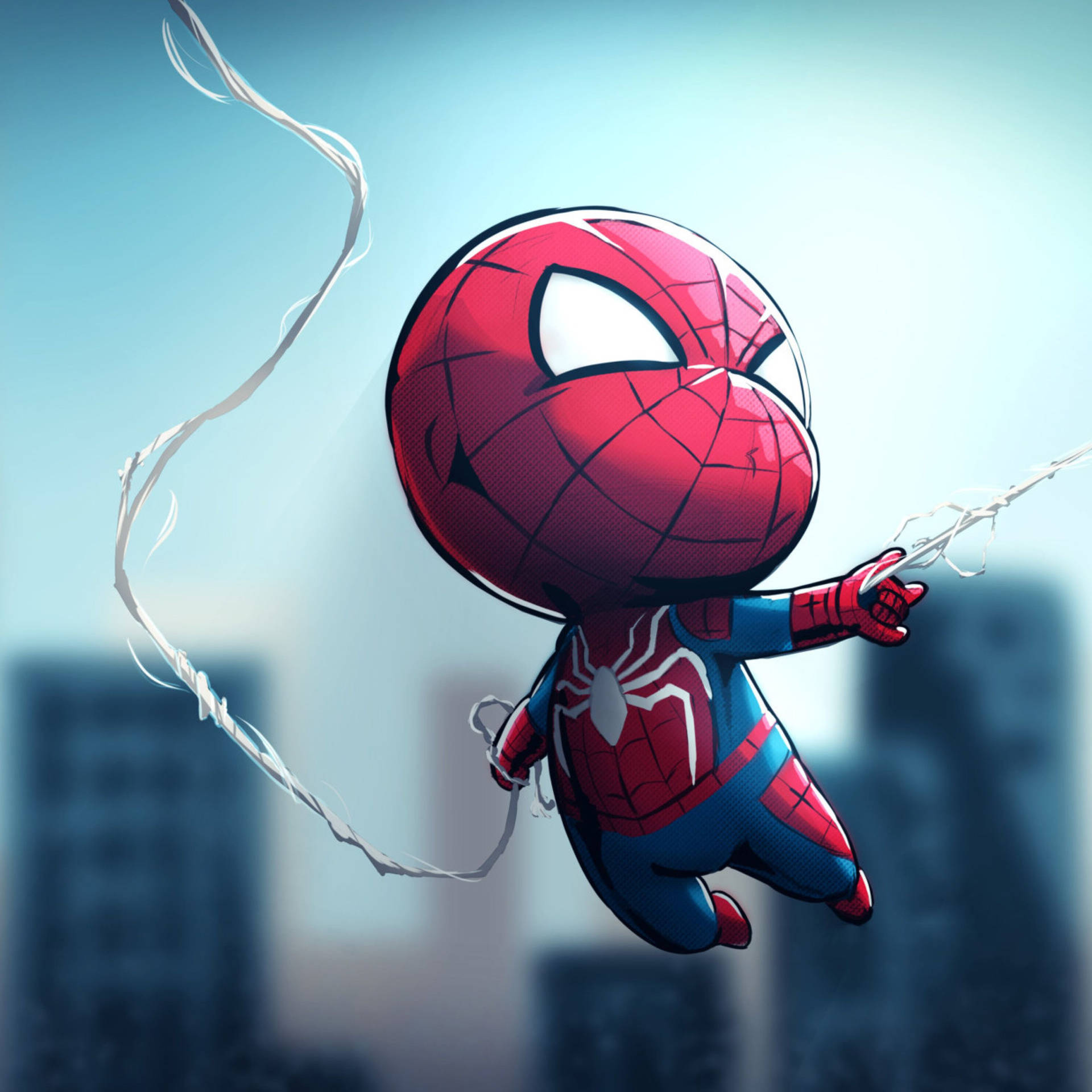 Chibi Spiderman ilmapallon kanssa! Taustakuvat
