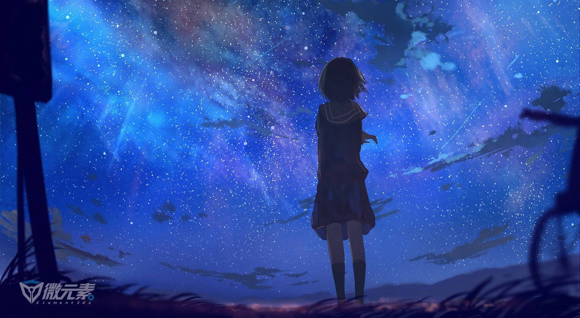 Chromebook-animetyttötausta Taustakuvat