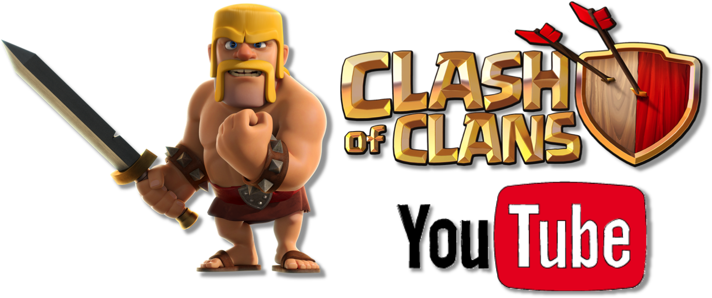 Clash of Clans -logo hahmon ja YouTube-kuvakkeen kanssa Taustakuvat