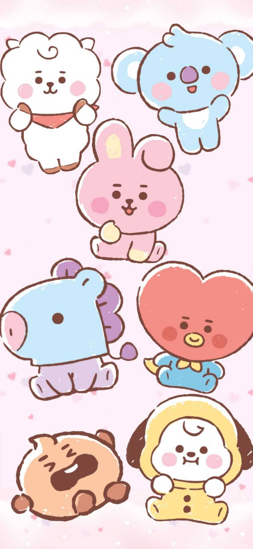 Cooky Bt21 Line-ystävien kanssa Taustakuvat