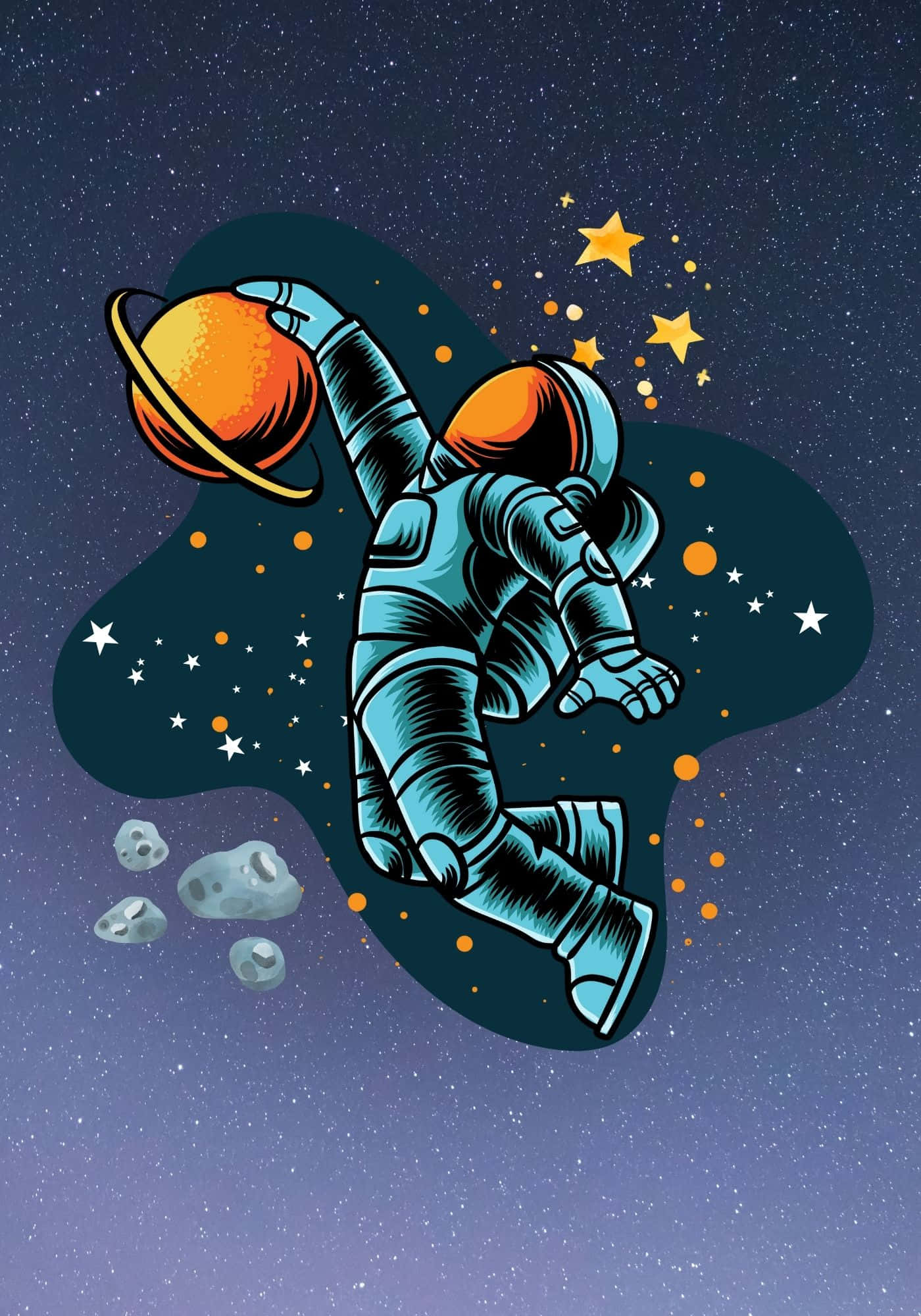 Cool astronautti tähtien ja asteroiditaustan kanssa Taustakuvat