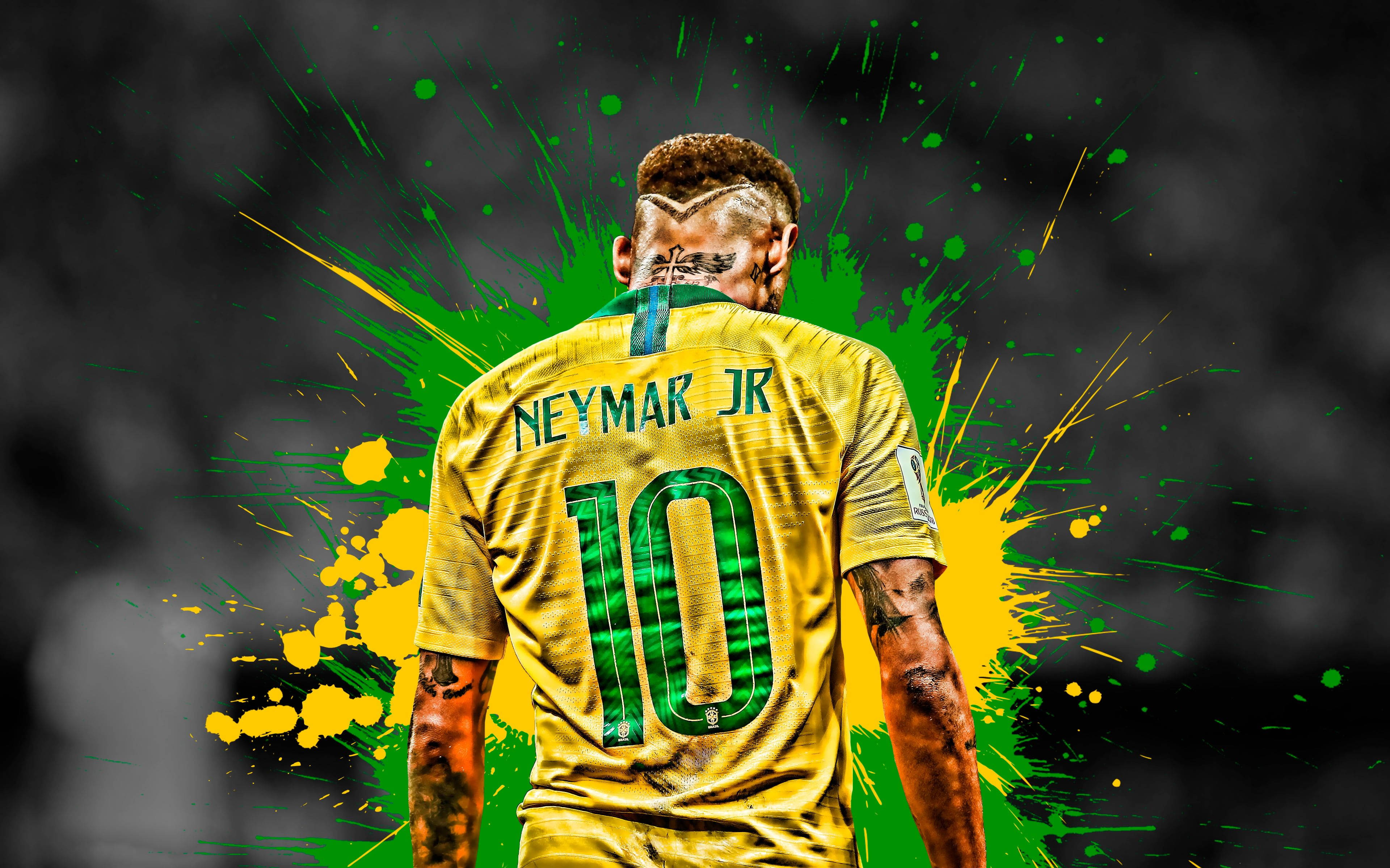 Cool Neymar Jr Vihreä Keltainen Roiskahdus Taustakuvat