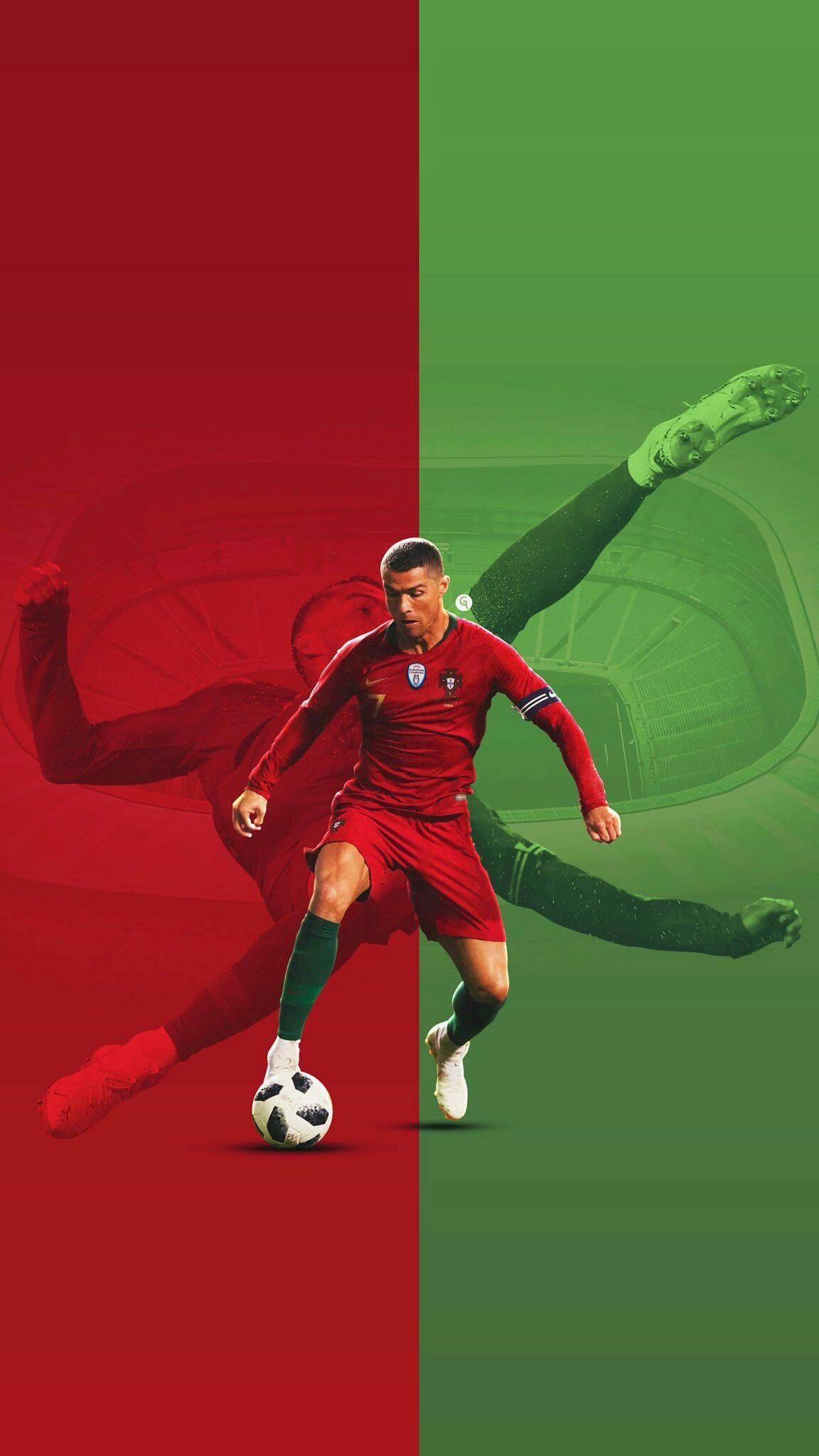 Cristiano Ronaldo Cool Punainen Ja Vihreä Teema Taustakuvat