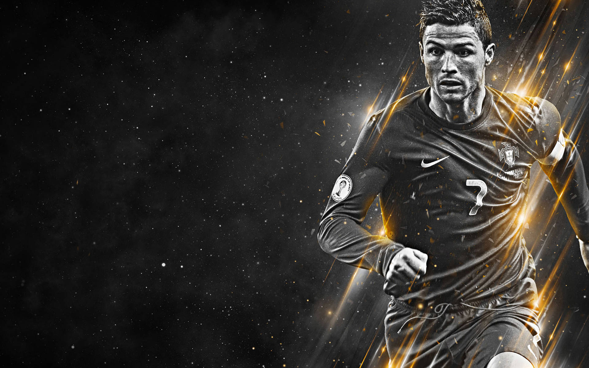 Cristiano Ronaldo musta ja kultainen taustakuva.