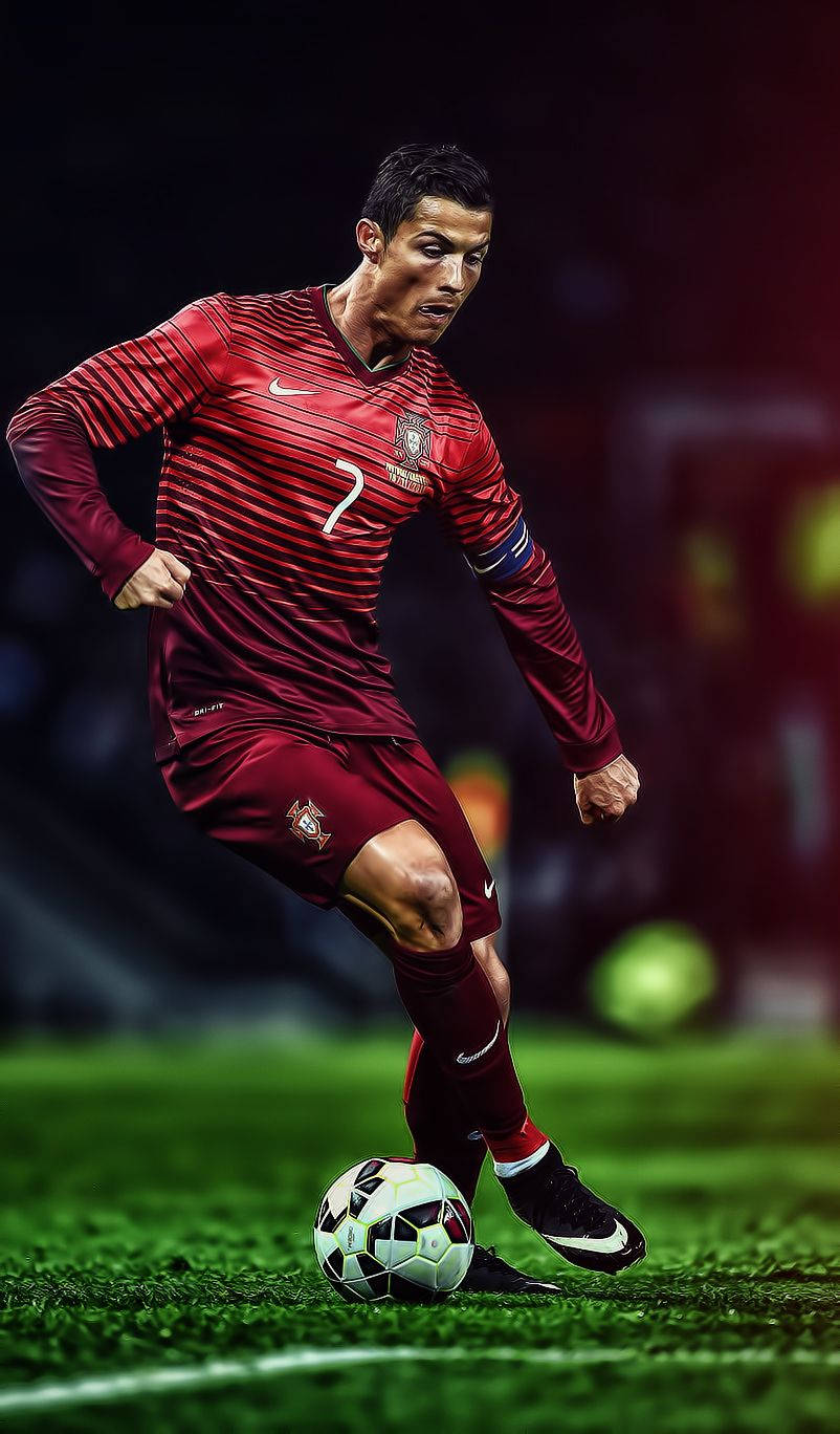 Cristiano Ronaldo keskellä toimintaa. Taustakuvat