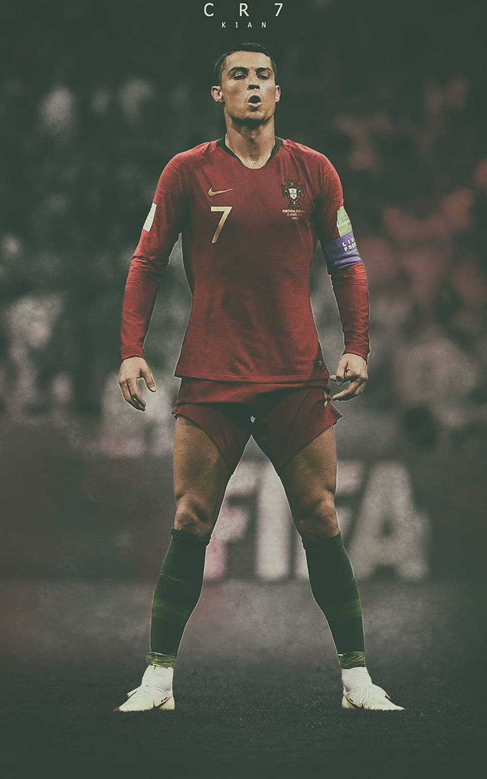 Cristiano Ronaldo Tyylikäs FPF Punainen Pelipaita Taustakuvat