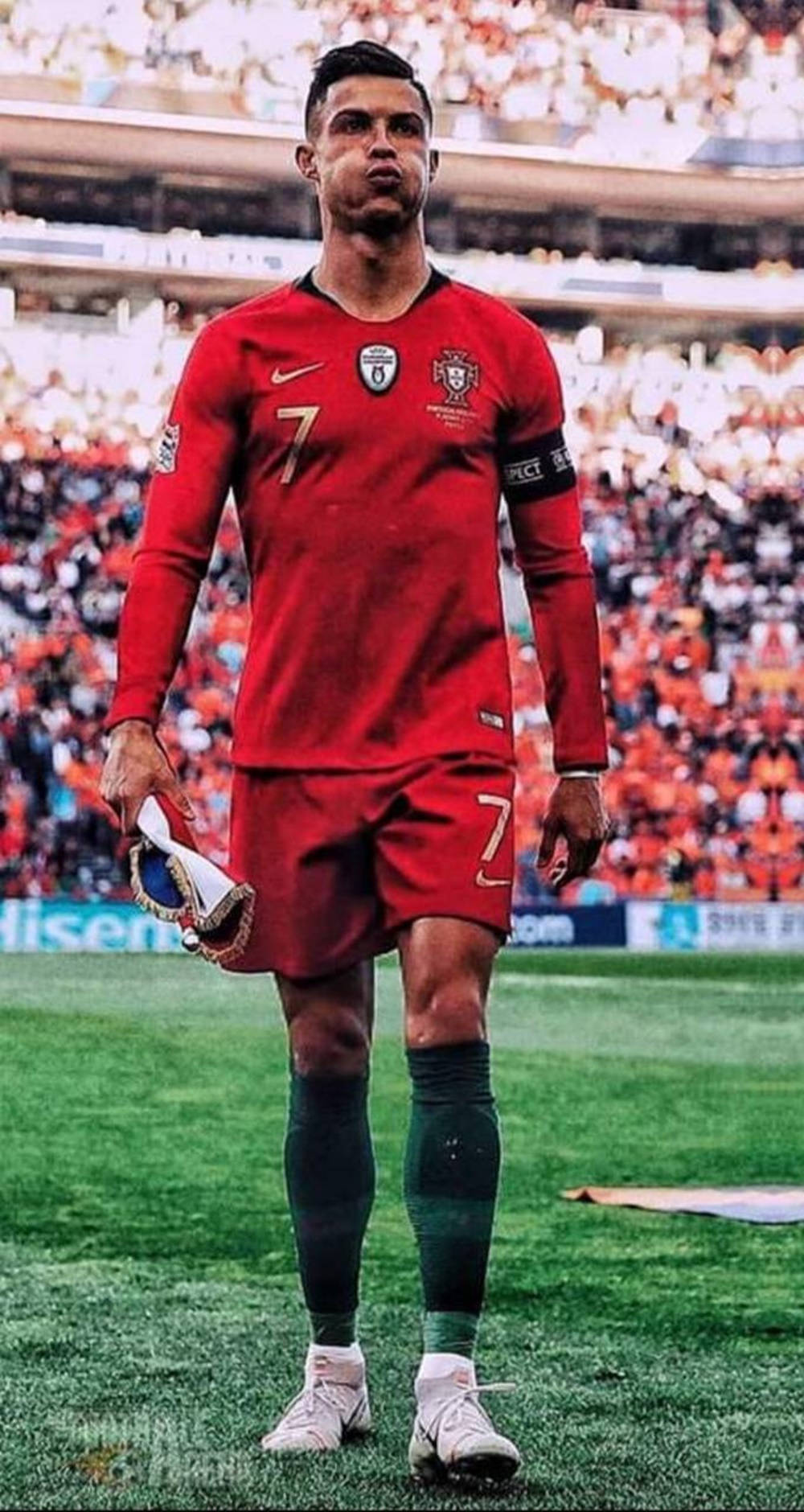 Cristiano Ronaldo Tyylikäs Portugalin Maajoukkueen Kapteeni Taustakuvat