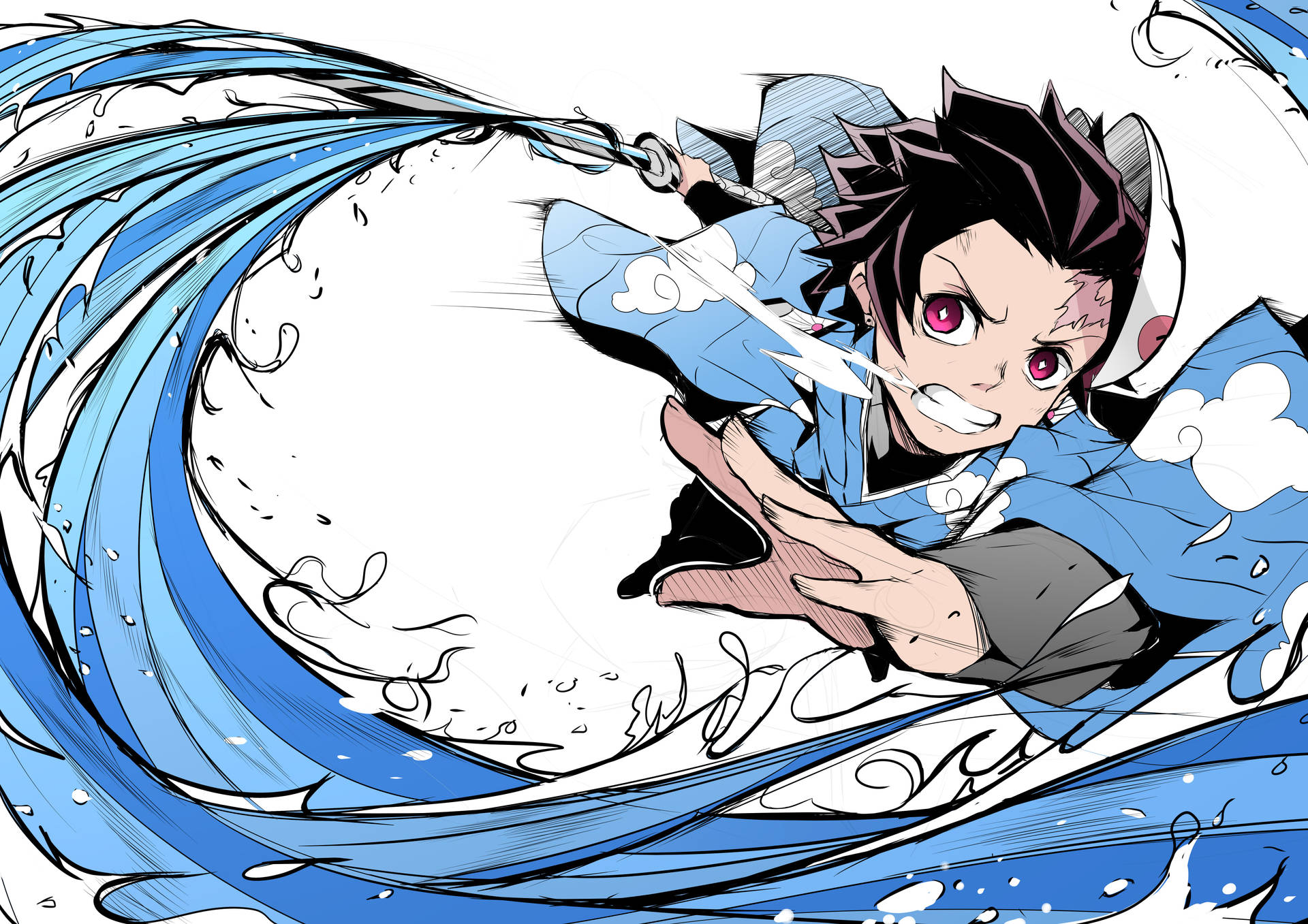 Demon Slayer 4k Tanjiro Valkoinen Taustakuva
