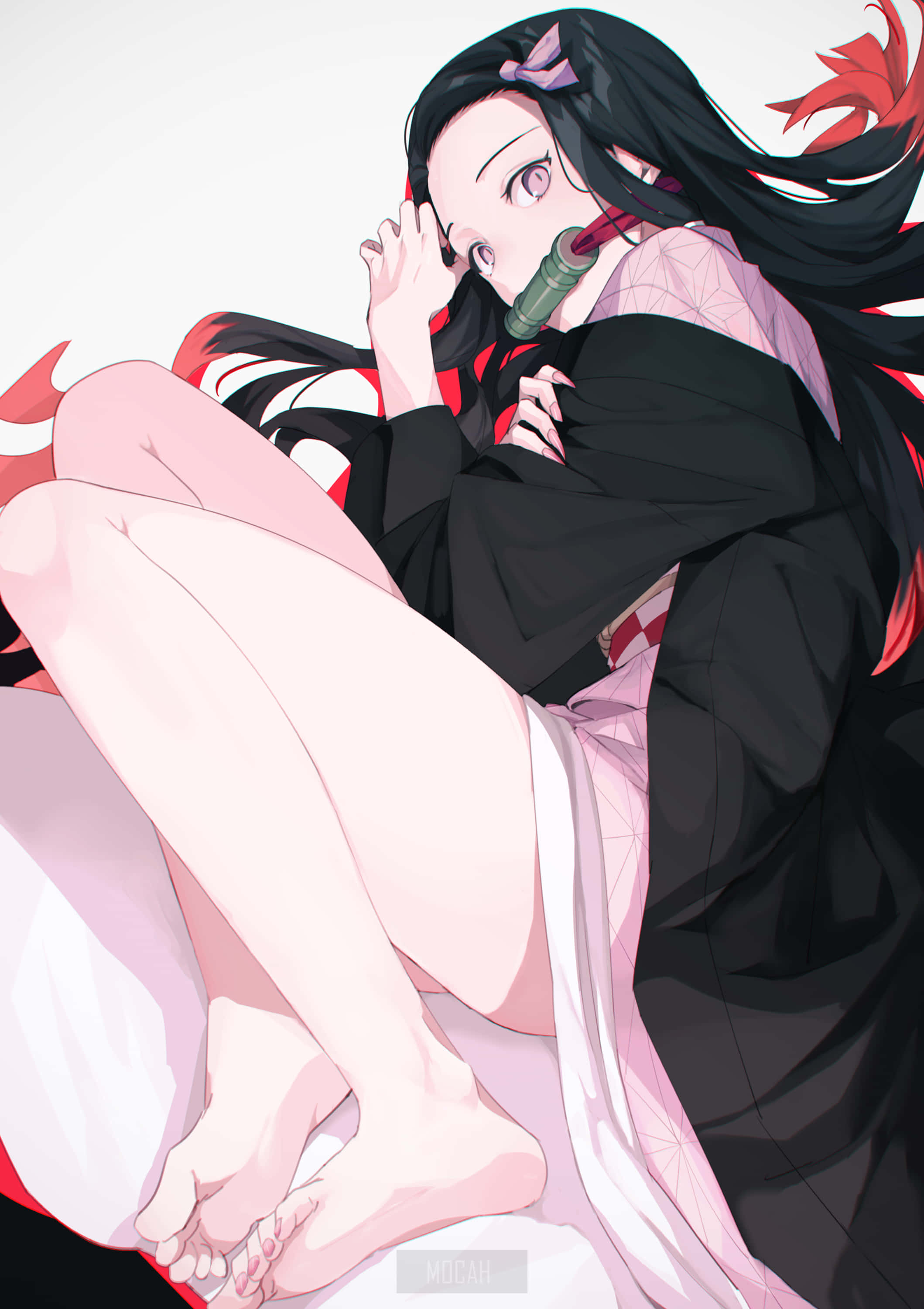 Demon Slayer Kimetsu No Yaiba Nezuko Kamado Anime-tyttö jalat Taustakuvat