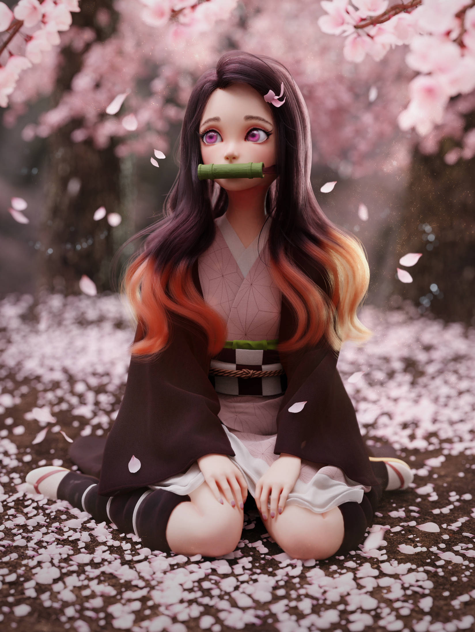 Demon Slayer Nezuko 3D-kuva Taustakuvat