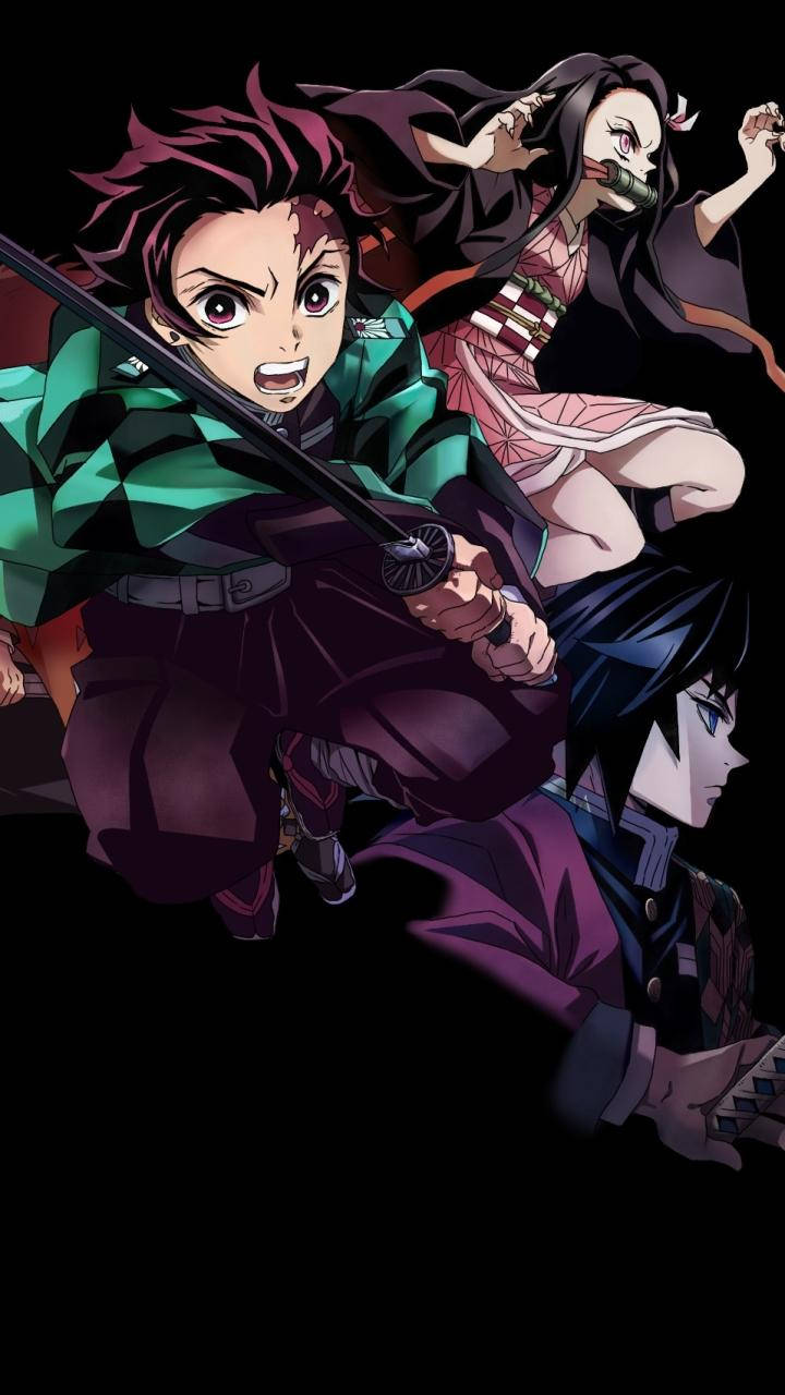 Demon Slayer Puhelimen Taisteluasento Taustakuvat