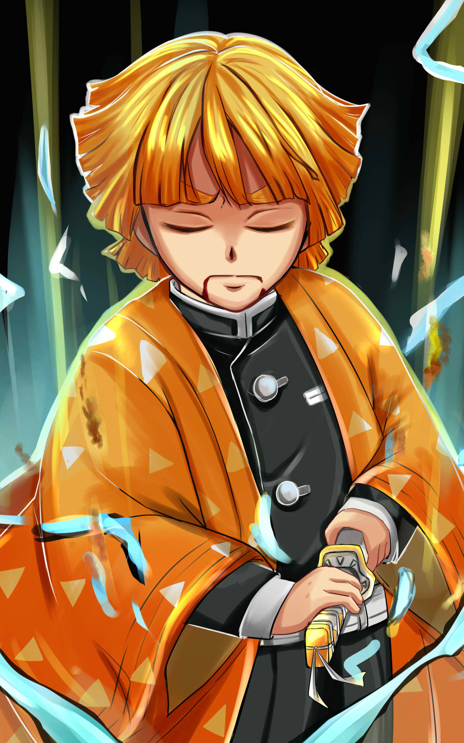 Demon Slayer Zenitsu keskittyy Taustakuvat