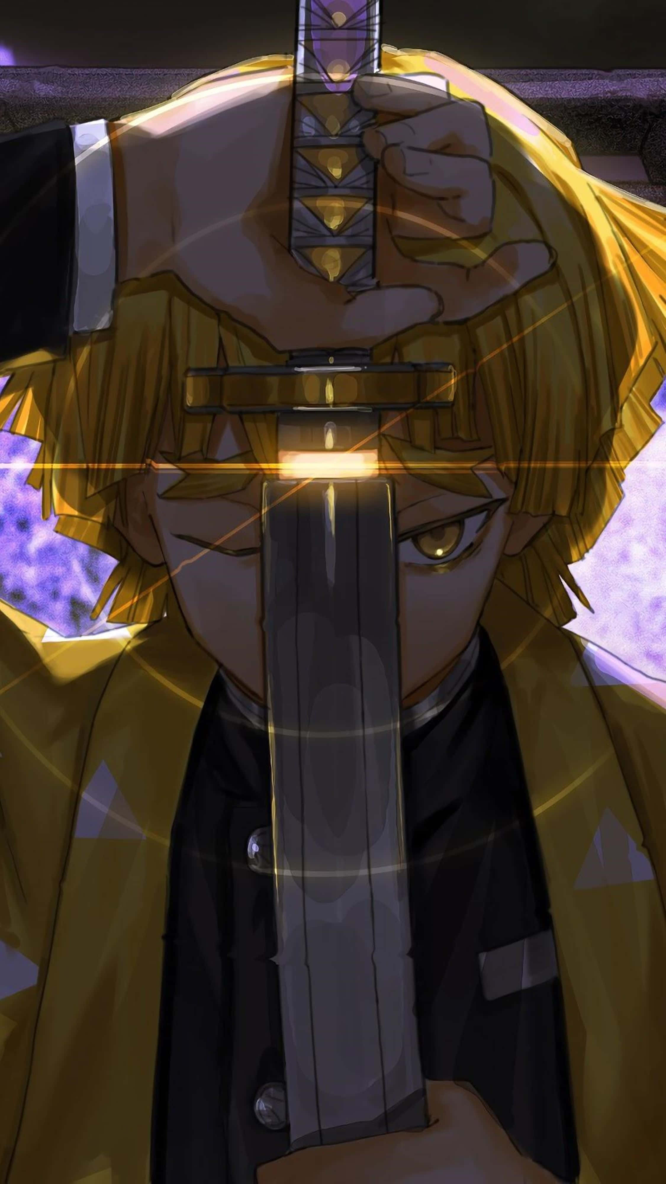 Demon Slayer Zenitsu miekka kädessä 4K Taustakuvat