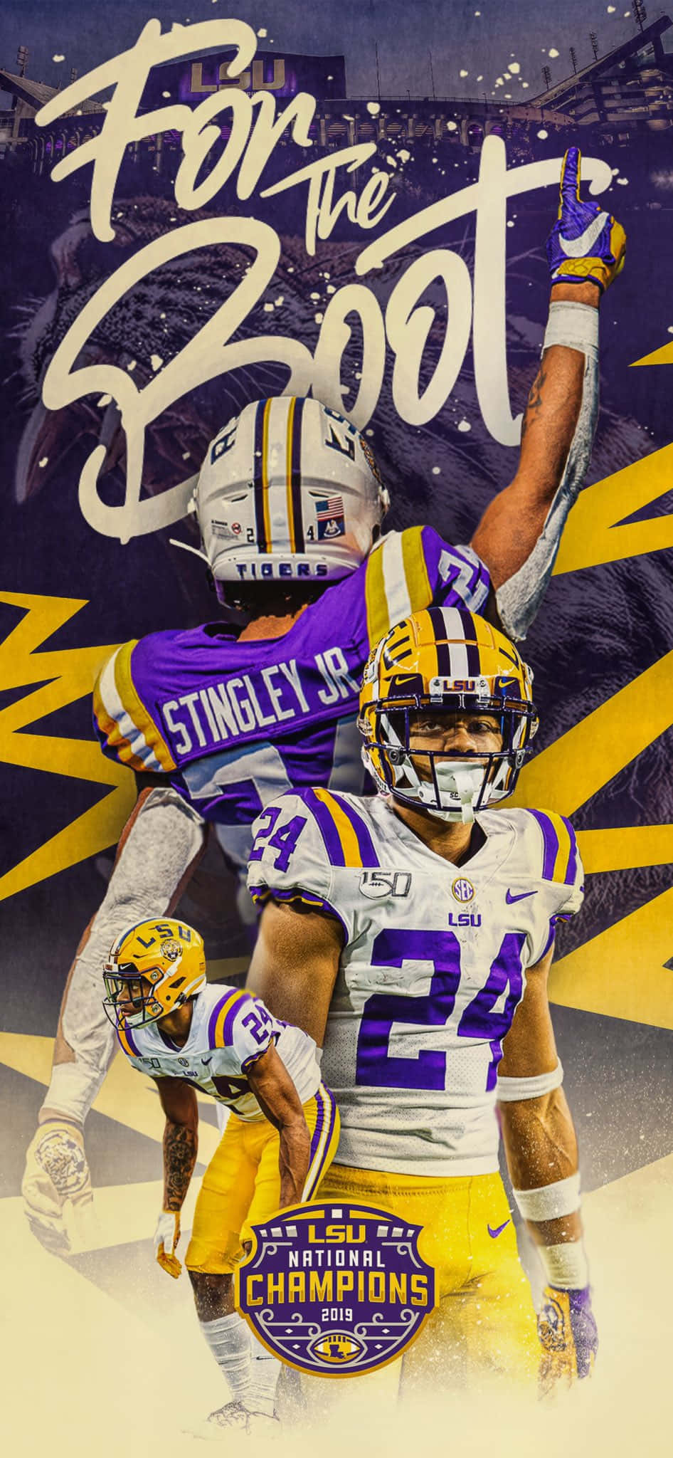 Derek Stingley Jr 2019 NCAA:n mestari Taustakuvat