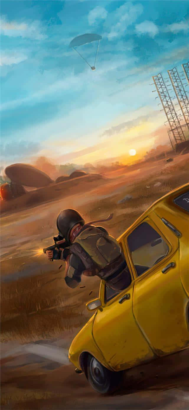 Digitaalinen maalaus PUBG-hahmosta iPhone Taustakuvat