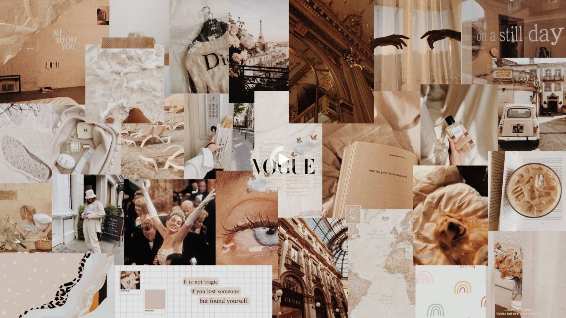 Dior, Gucci, Vogue beige esteettinen kollaasi — Beige estetiikka GIF Taustakuvat