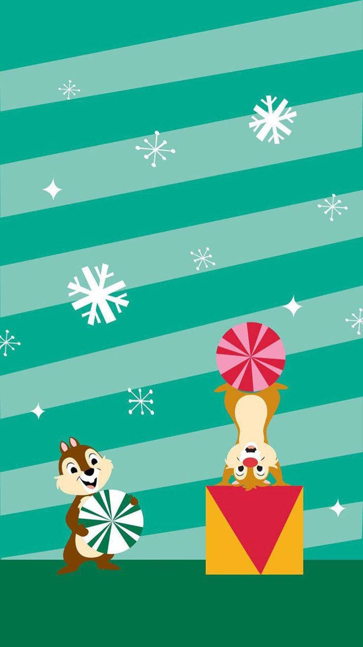 Disney Joulu iPhone Tiku ja Taku Taustakuvat
