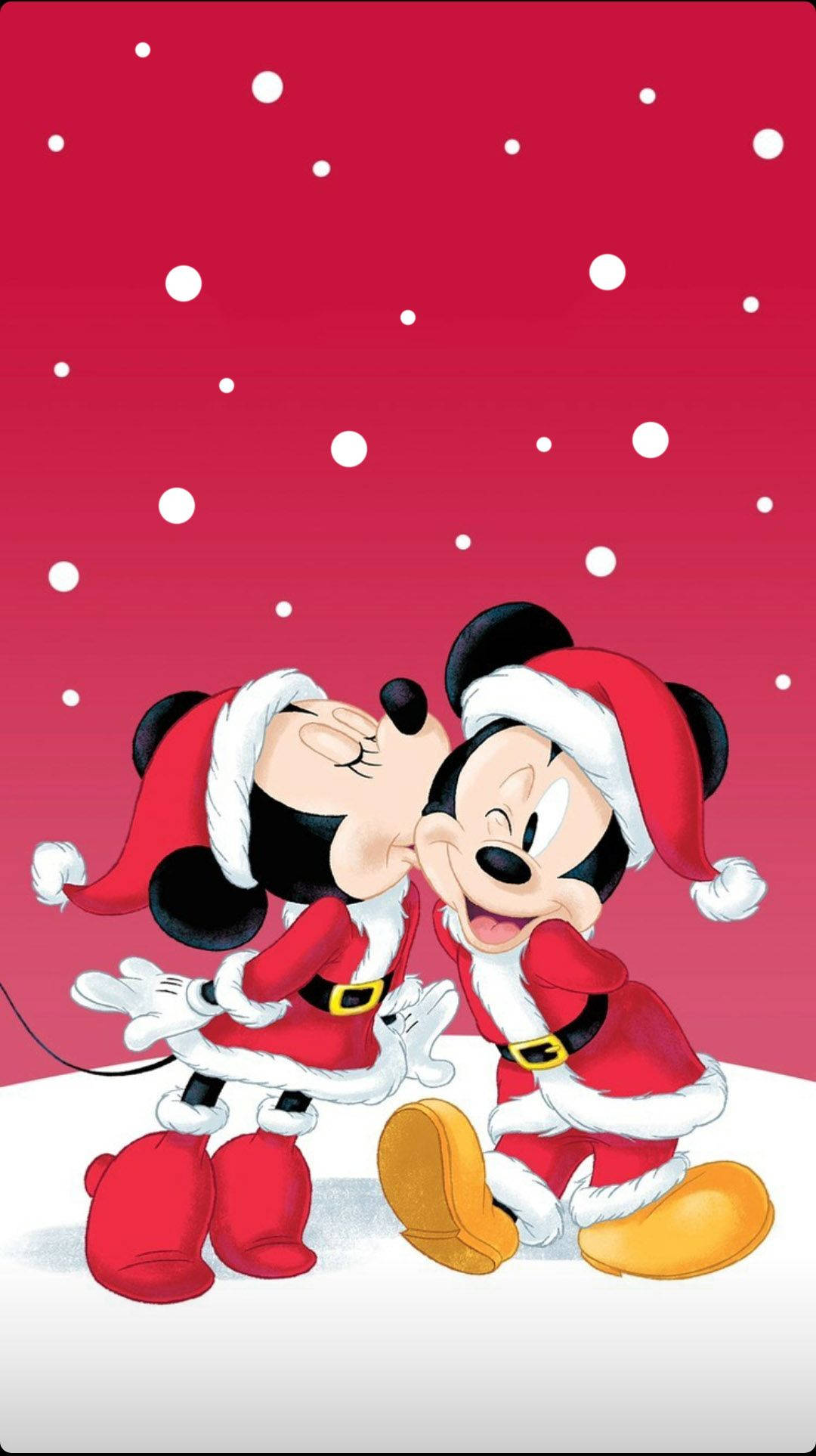 Disney Joulu iPhone Mikki suutelee Minniä Taustakuvat