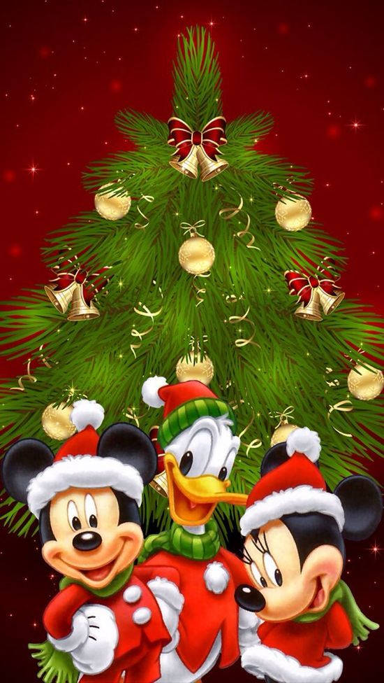 Disneyn jouluinen iPhone-taustakuva Miki ja iloiset ystävät Taustakuvat