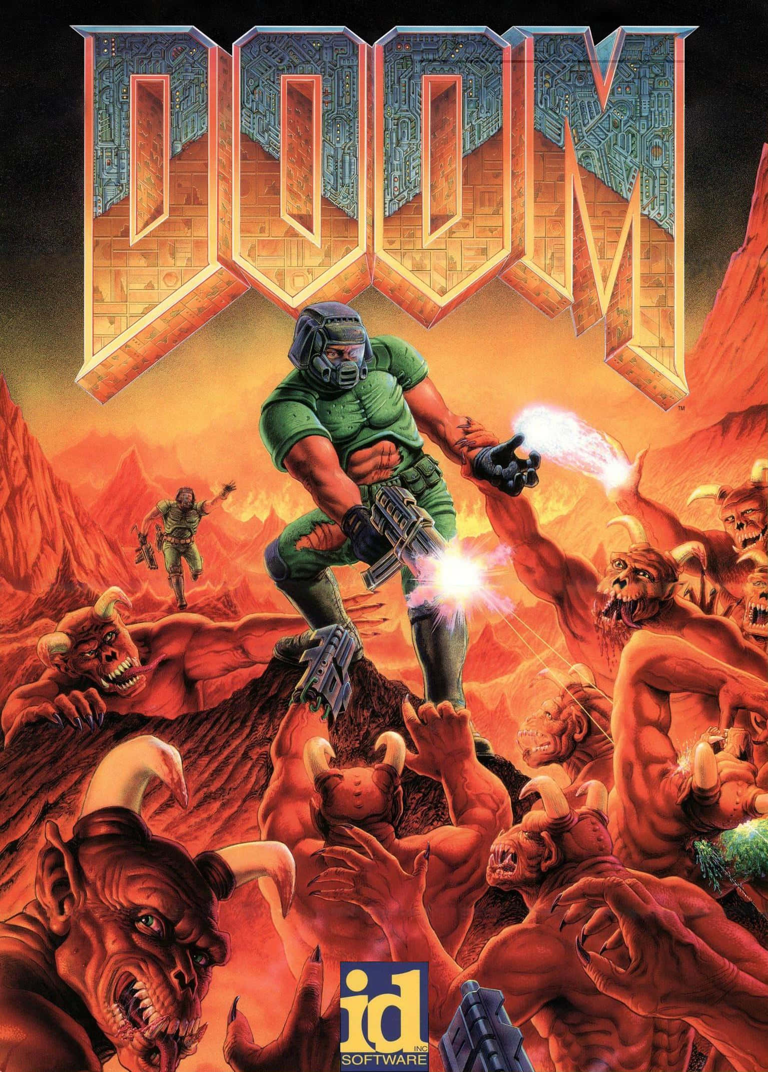 Doom Guy taistelee hirviötä vastaan Pixel 3xl Doom Eternal -tausta Taustakuvat