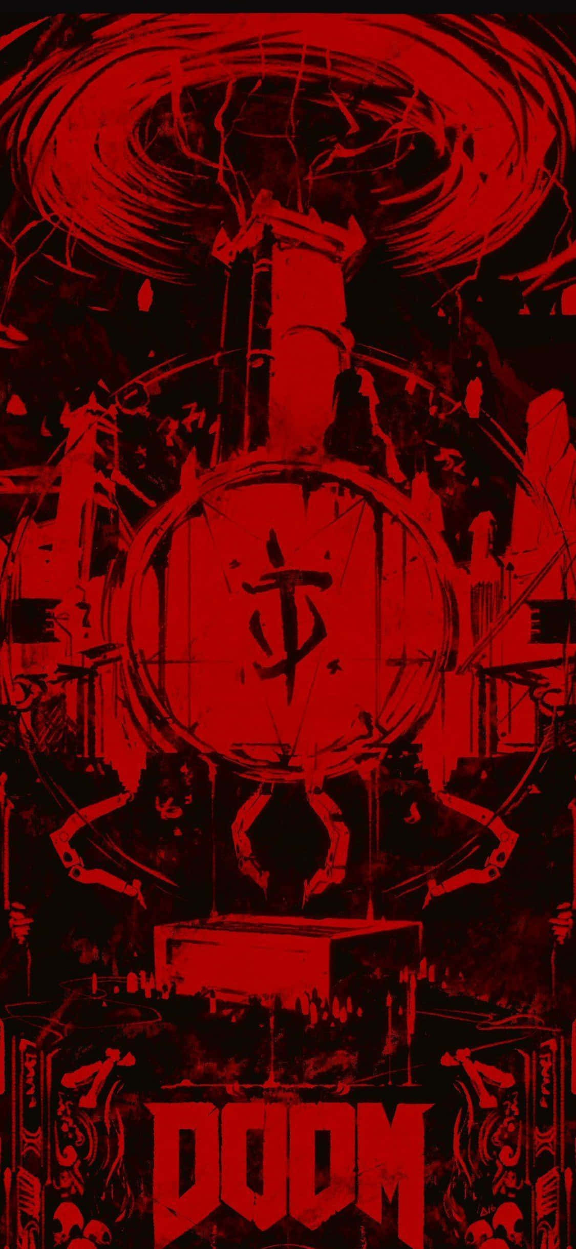 Doom punamusta iPhone Xs -tausta Taustakuvat