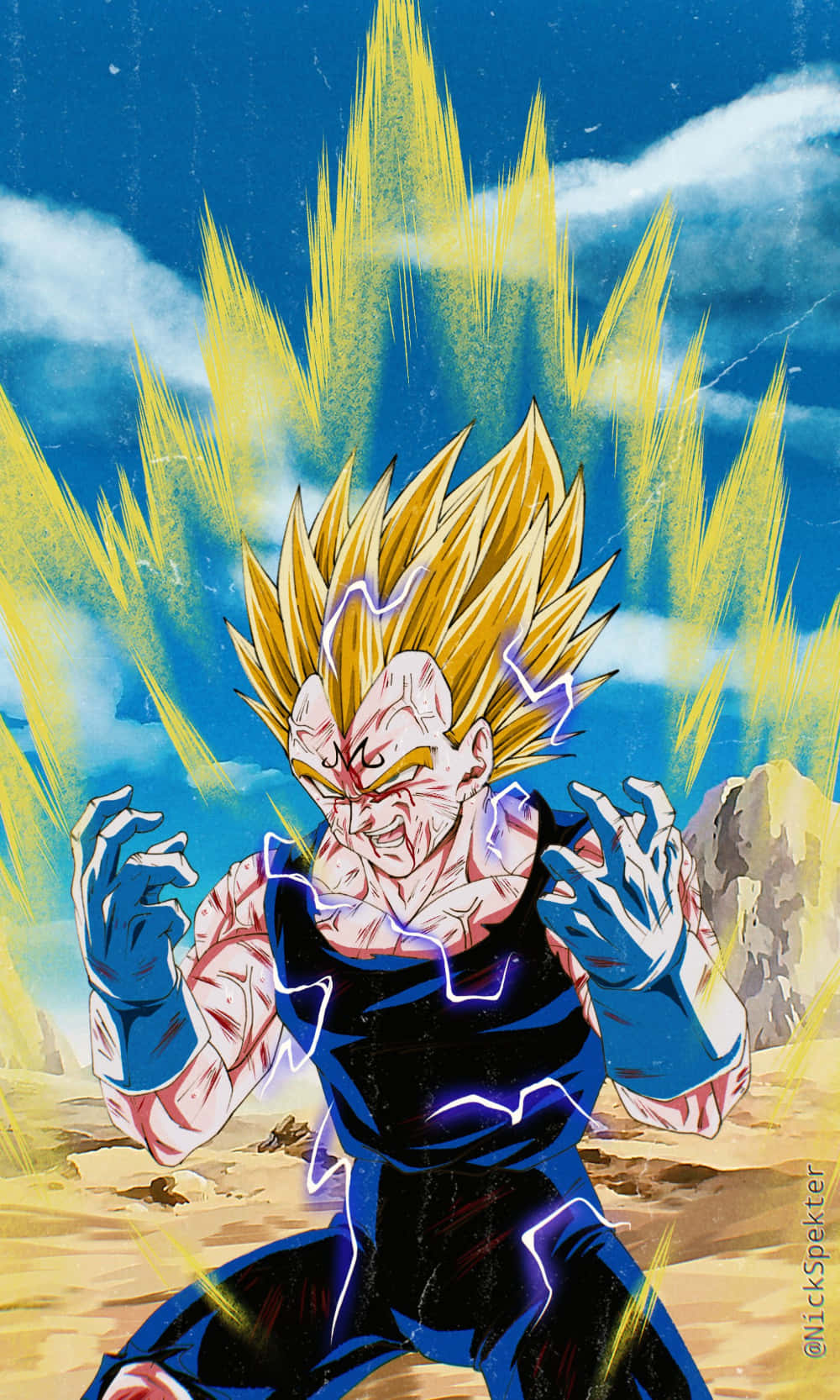 Dragon Ball Majin Vegeta Hymyilevä Tehostaen Taustakuvat