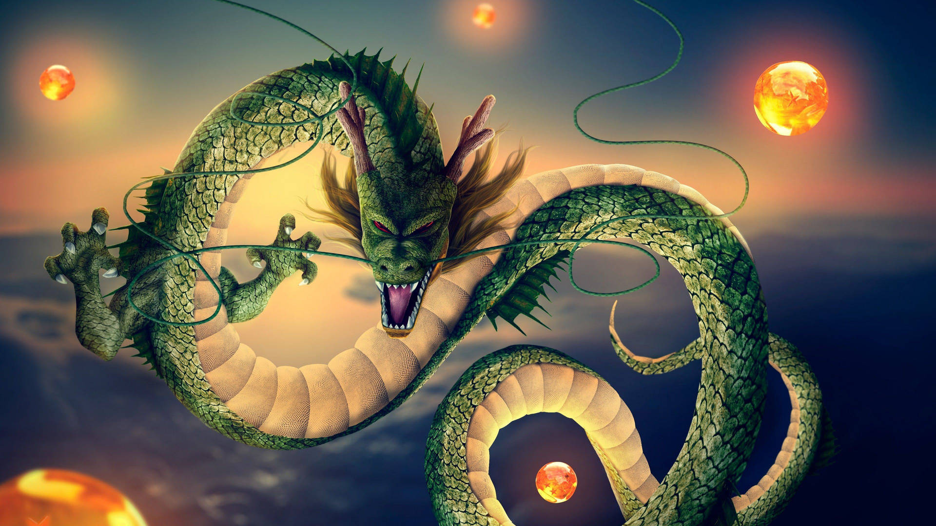 Dragon Ball Z Shenron, vihreä pitkä pelottava lohikäärme Namek-planeetalla, super broly.