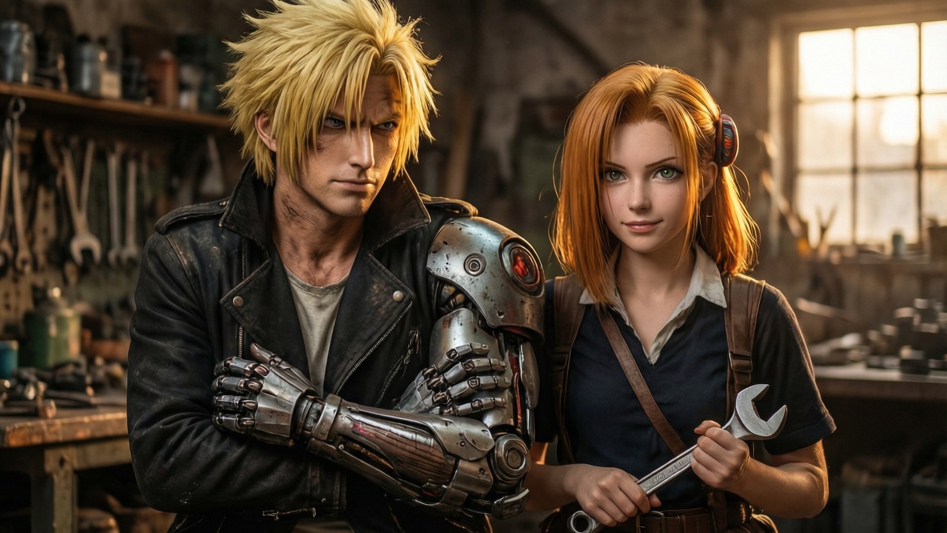 Ed ja Winry työpajassa Taustakuvat