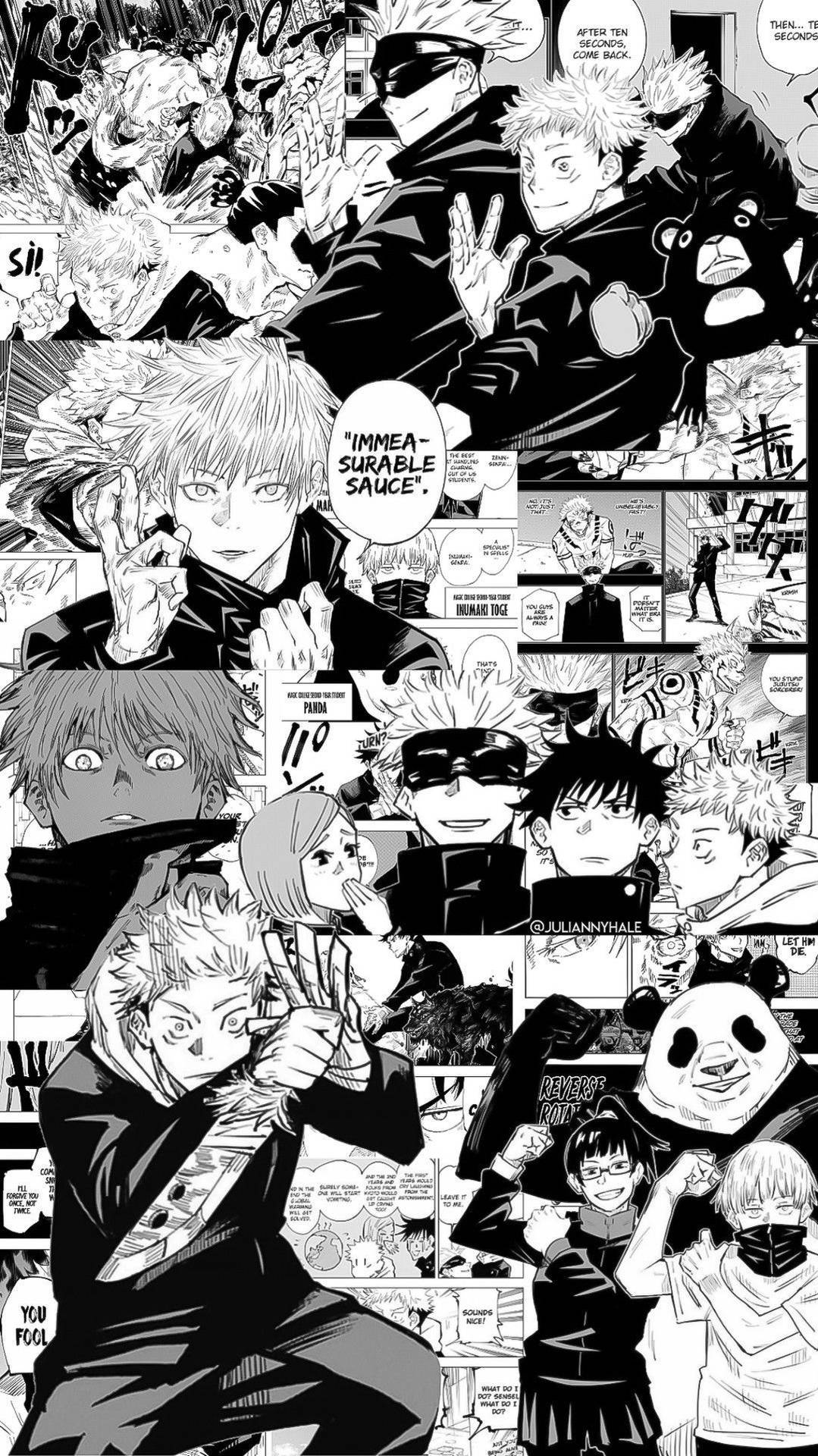 Jujutsu Kaisen mustavalkoinen manga -taustakuva
