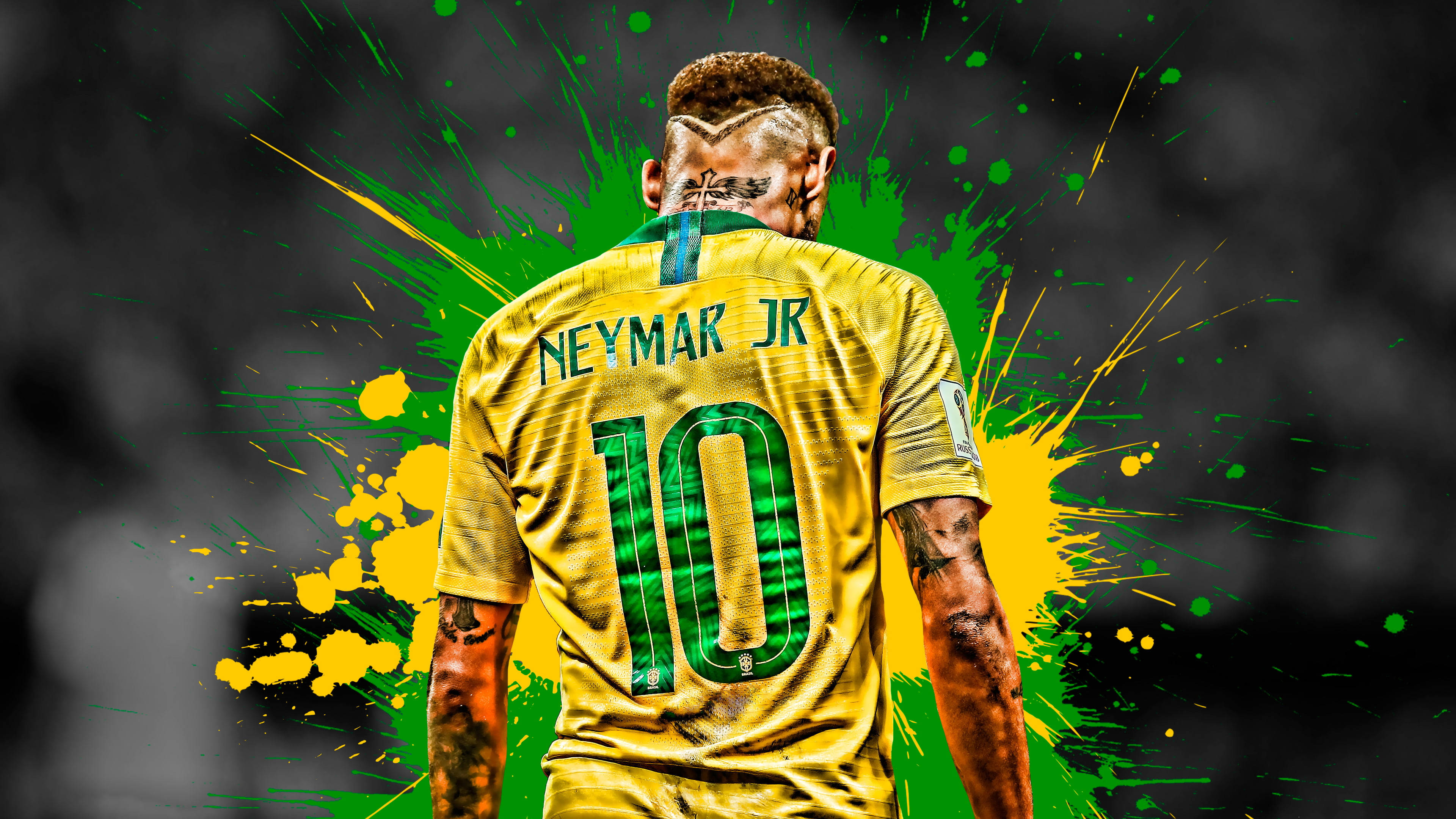 Elävä 4K-kuva Neymar Jr.:stä maalipilskutaustalla Taustakuvat