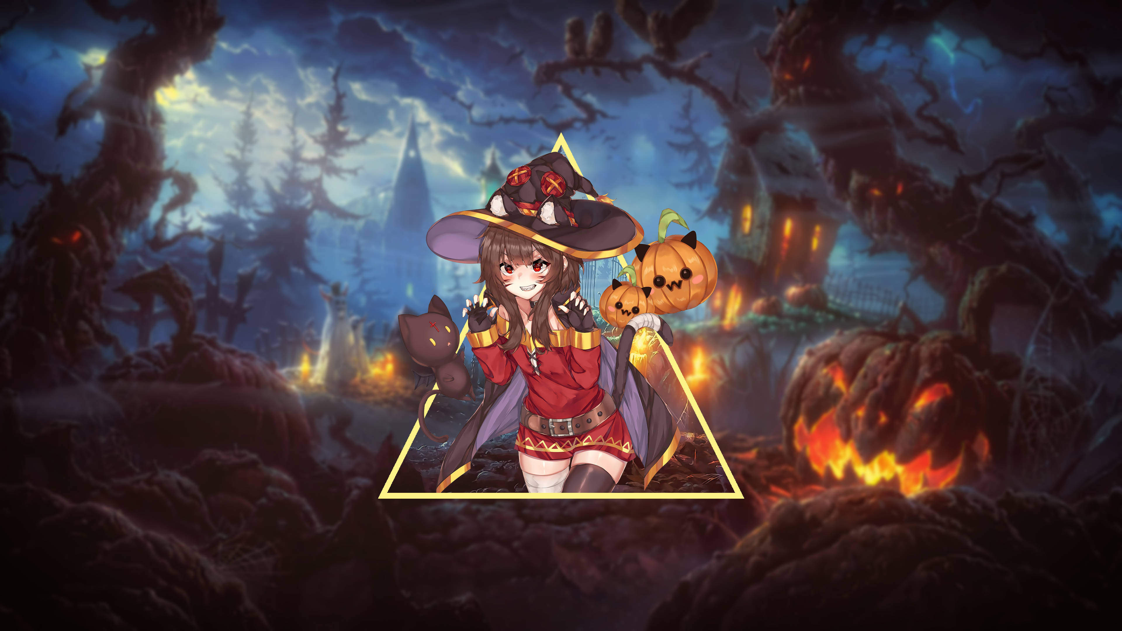 Elävä anime Halloween Megumin Taustakuvat