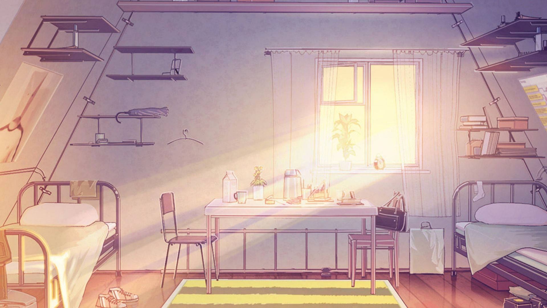 Eläväinen anime-teemainen huone yöllä Taustakuvat